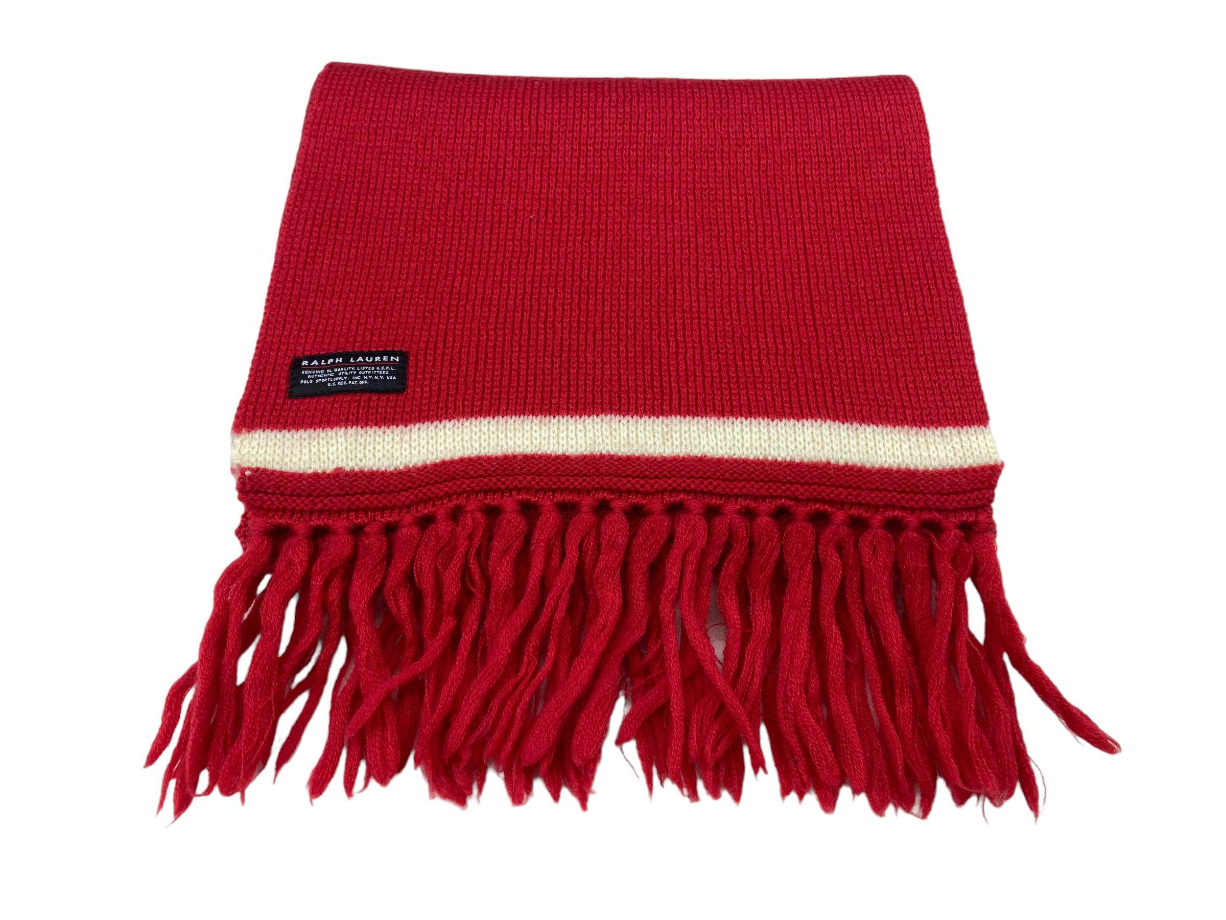 Ralph Lauren × Vintage Vintage Ralph Lauren Merino Wool Scarf - Red Size ONE SIZE - 6 Thumbnail