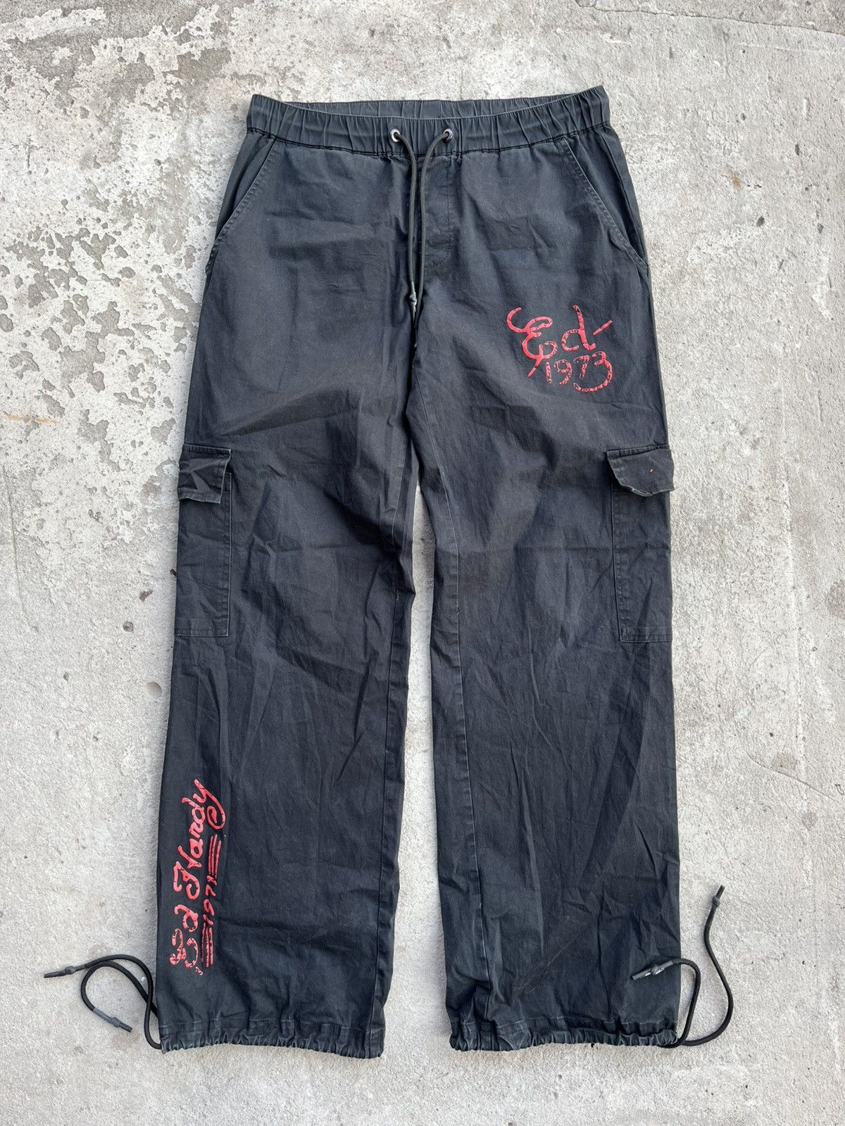 Ed Hardy Ed Hardy x Urban Outfitters Big Logo Cargo Parachute Pants Size US 30 / EU 46 - 2 Thumbnail