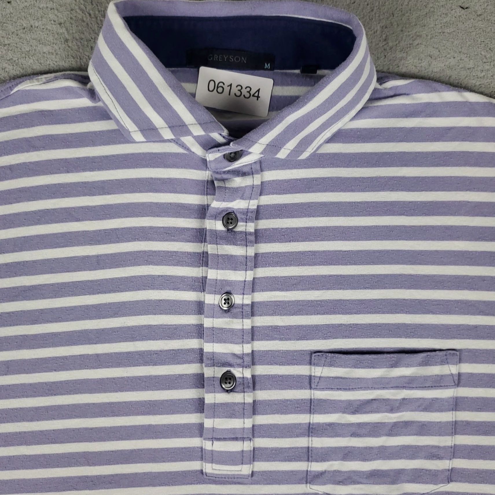 Vintage Greyson Polo Shirt Mens M Purple Striped Logo Collared Golf Short Sleeve Vintage No Size US M / EU 48-50 / 2 - 2 Thumbnail