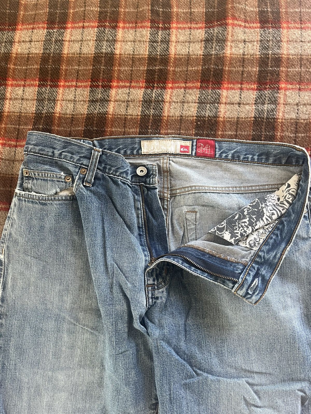 Quiksilver Vintage 2000’s Quiksilver Grunge Skater Flare Blue Jeans 34 Size US 34 / EU 50 - 5 Thumbnail