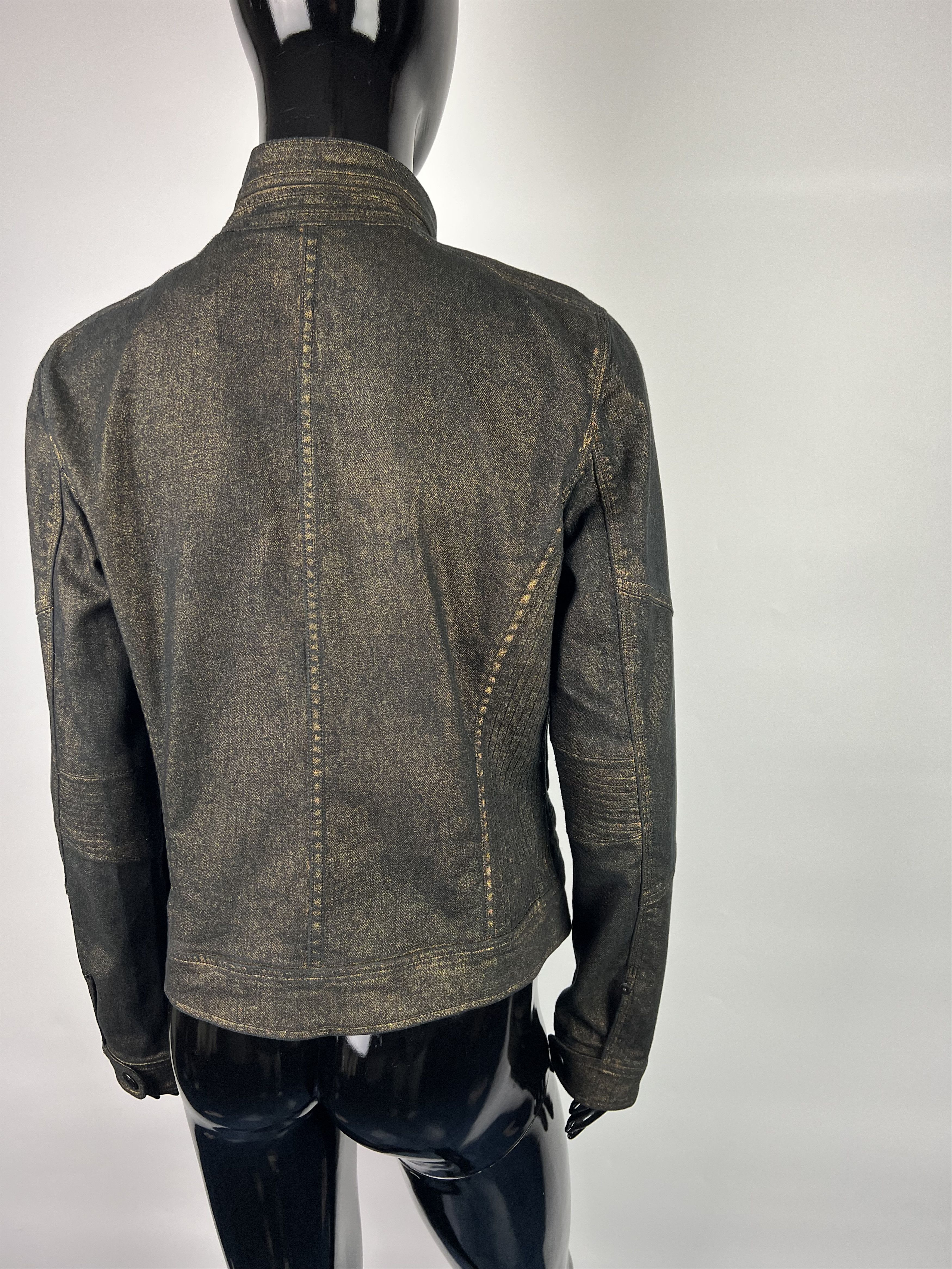 Ralph Lauren Ralph Lauren Women's Black Gold Denim Biker Jacket Size M Size M / US 6-8 / IT 42-44 - 4 Thumbnail