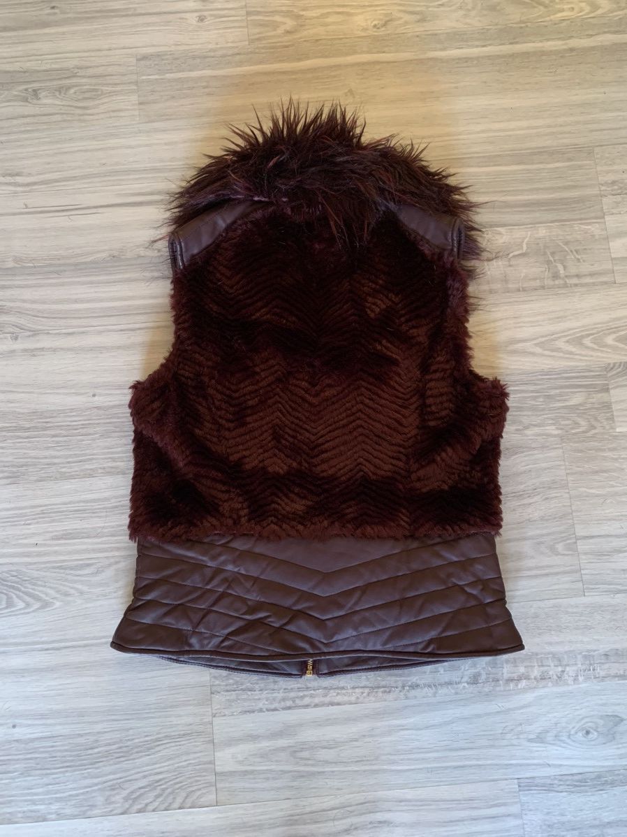 Beauty Beast × Guess × Hysteric Glamour Guess Y2K Faux Fur Vest Jacket Burgundy Size M / US 6-8 / IT 42-44 - 5 Thumbnail