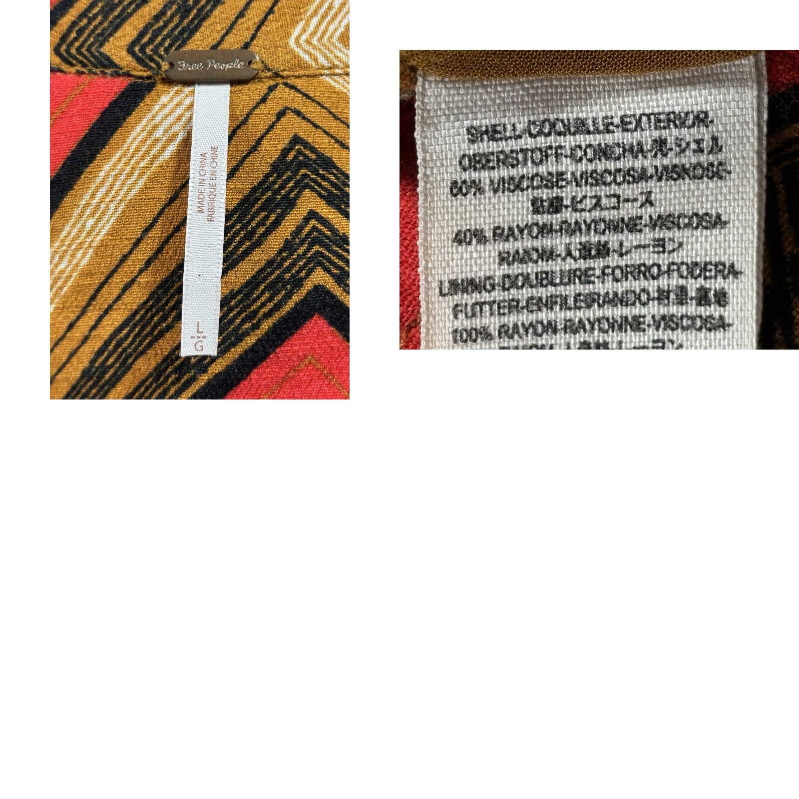 Free People Free People Chevron Shirt Dress Women L Button Front Tie Waist Boho Festival Multicolor Long Sleeve Collared Viscose Blend Short Dress Size L / US 10 / IT 46 - 8 Thumbnail