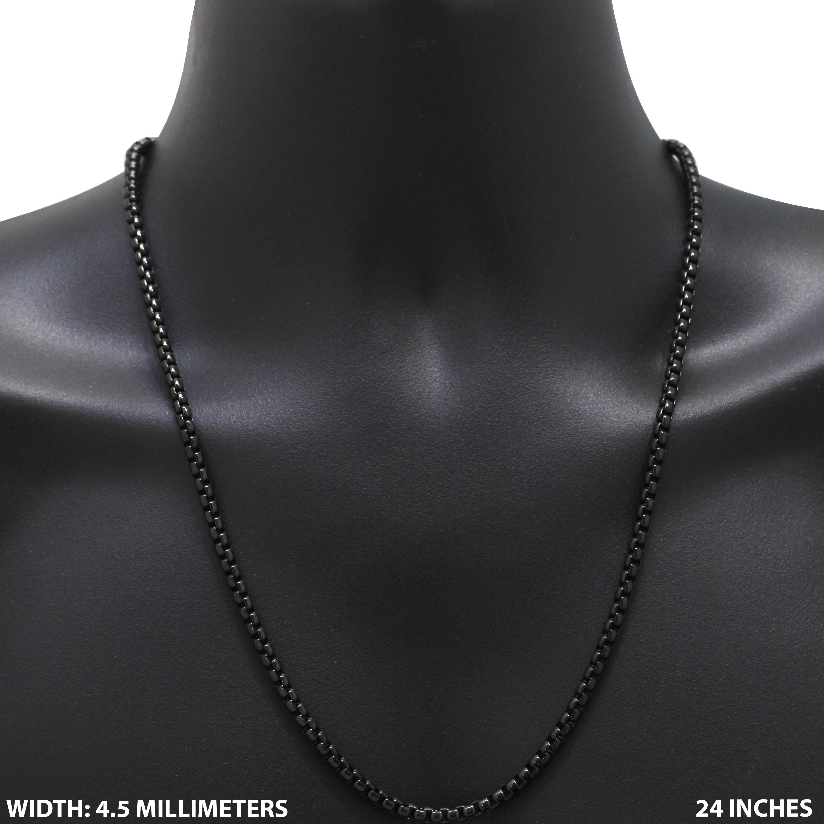 Other 316L Stainless Steel Black 4.5mm Box Chain Necklace 24” Size ONE SIZE - 1 Thumbnail