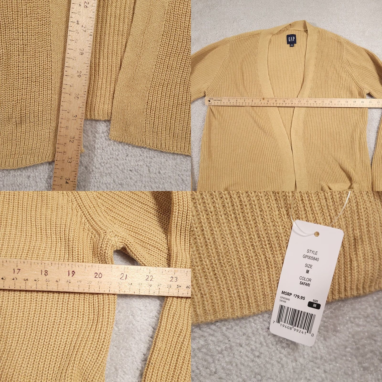 Gap GAP Cardigan Sweater Womens Medium Safari Tan Open Front Long Pocket Knit NWT Size M / US 6-8 / IT 42-44 - 8 Thumbnail