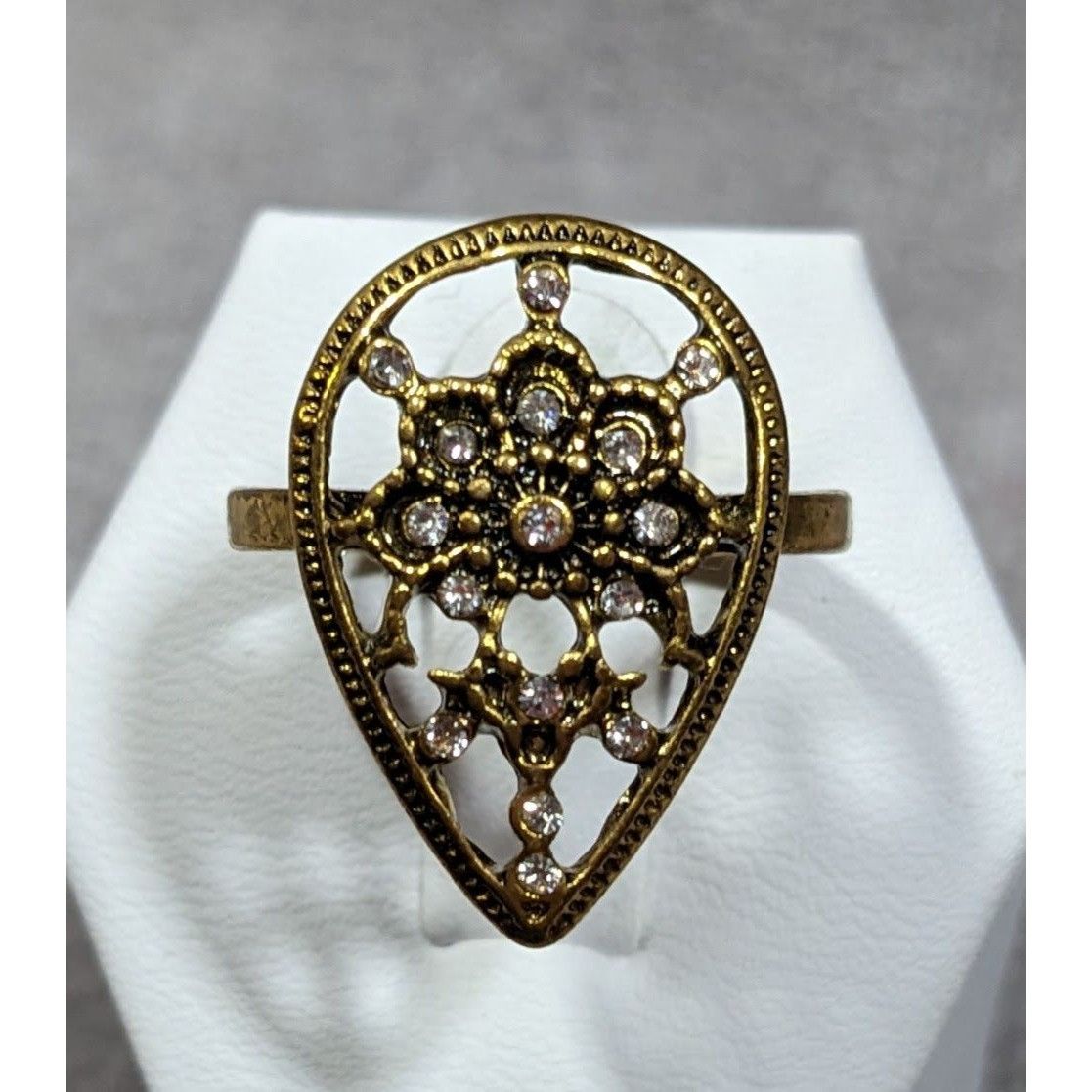 Other Bohemian Glam Teardrop Rhinestone Gold Tone Ring Size 8 Size ONE SIZE - 1 Thumbnail