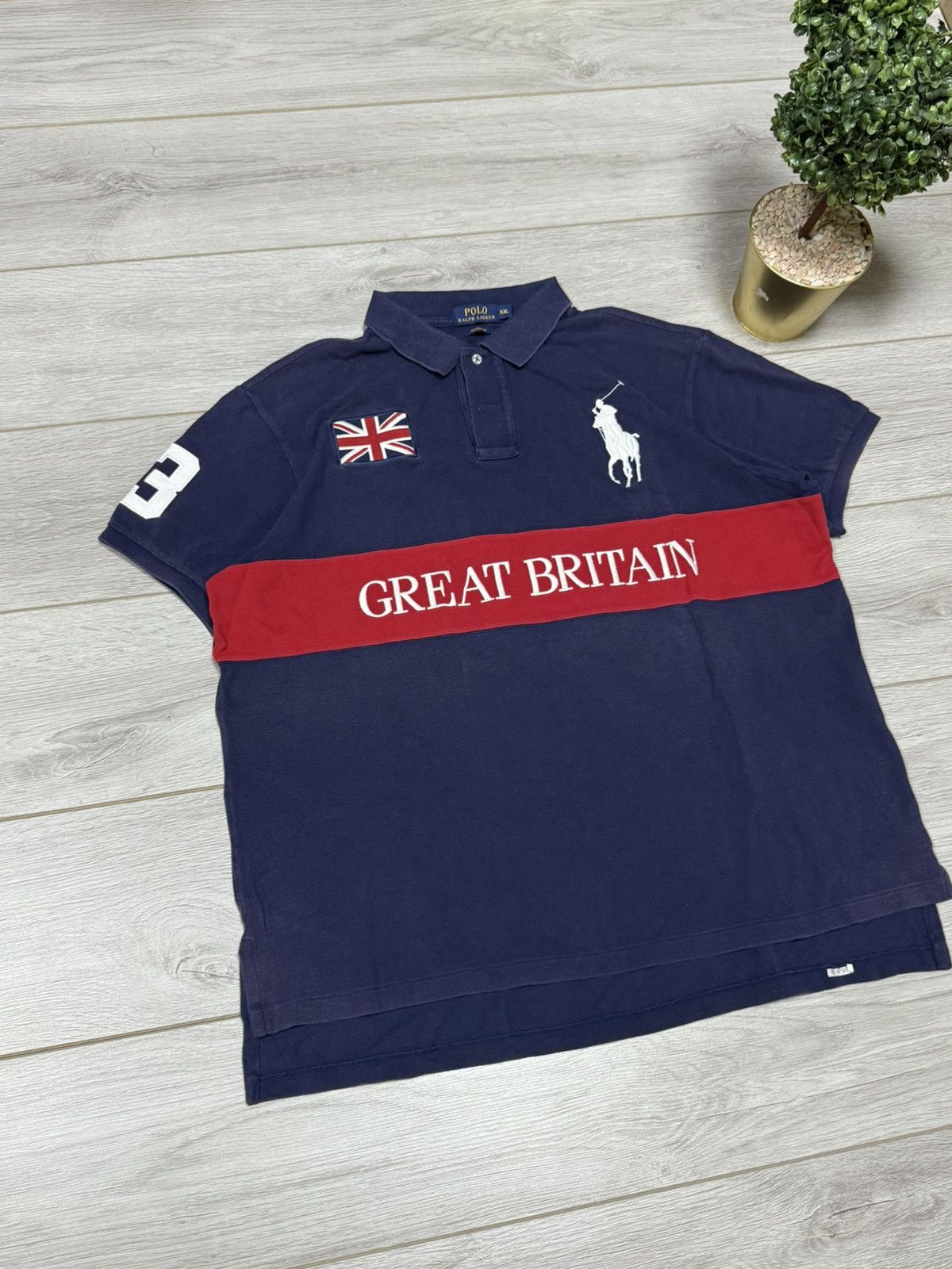 Polo Ralph Lauren POLO RL 🇬🇧 Great Britain England flag vintage big logo shirt Size US XXL / EU 58 / 5 - 6 Thumbnail
