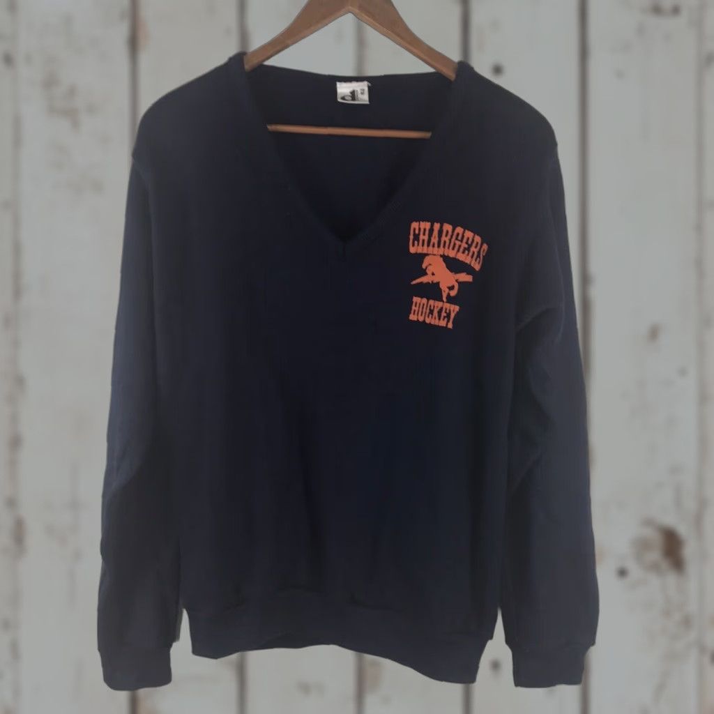 Vintage VINTAGE Downerwear Navy Chargers Hockey Sweater Mens Size M Pullover Knit Christmas Winter Football Fans Size US M / EU 48-50 / 2 - 1 Thumbnail