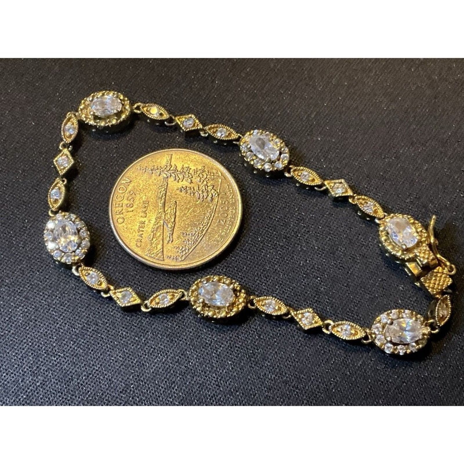 Other 925 Sterling Silver Vermeil Tennis Bracelet Size 6.75 Size ONE SIZE - 6 Thumbnail