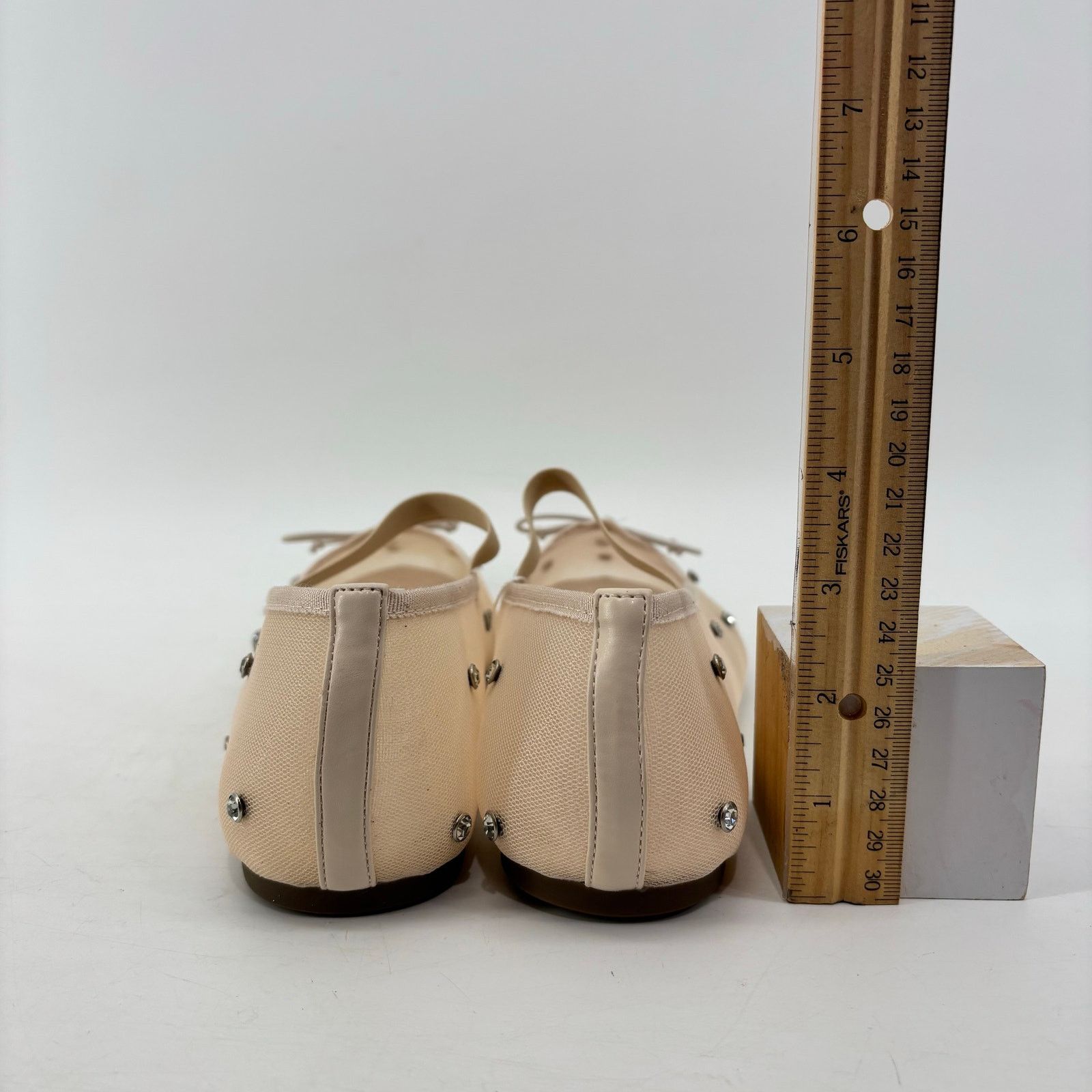 Other Project Cloud Amity Nude Rhinestone Ballet Flats Mesh Bow Size US 11 / IT 41 - 6 Thumbnail