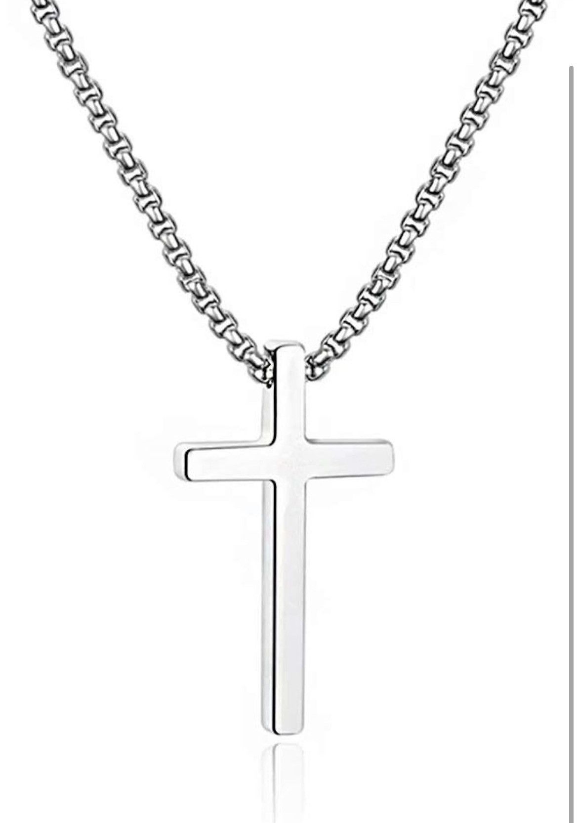 Other Sliver Steel Double Sided Cross Pendant Chain Necklace Size ONE SIZE - 1 Thumbnail