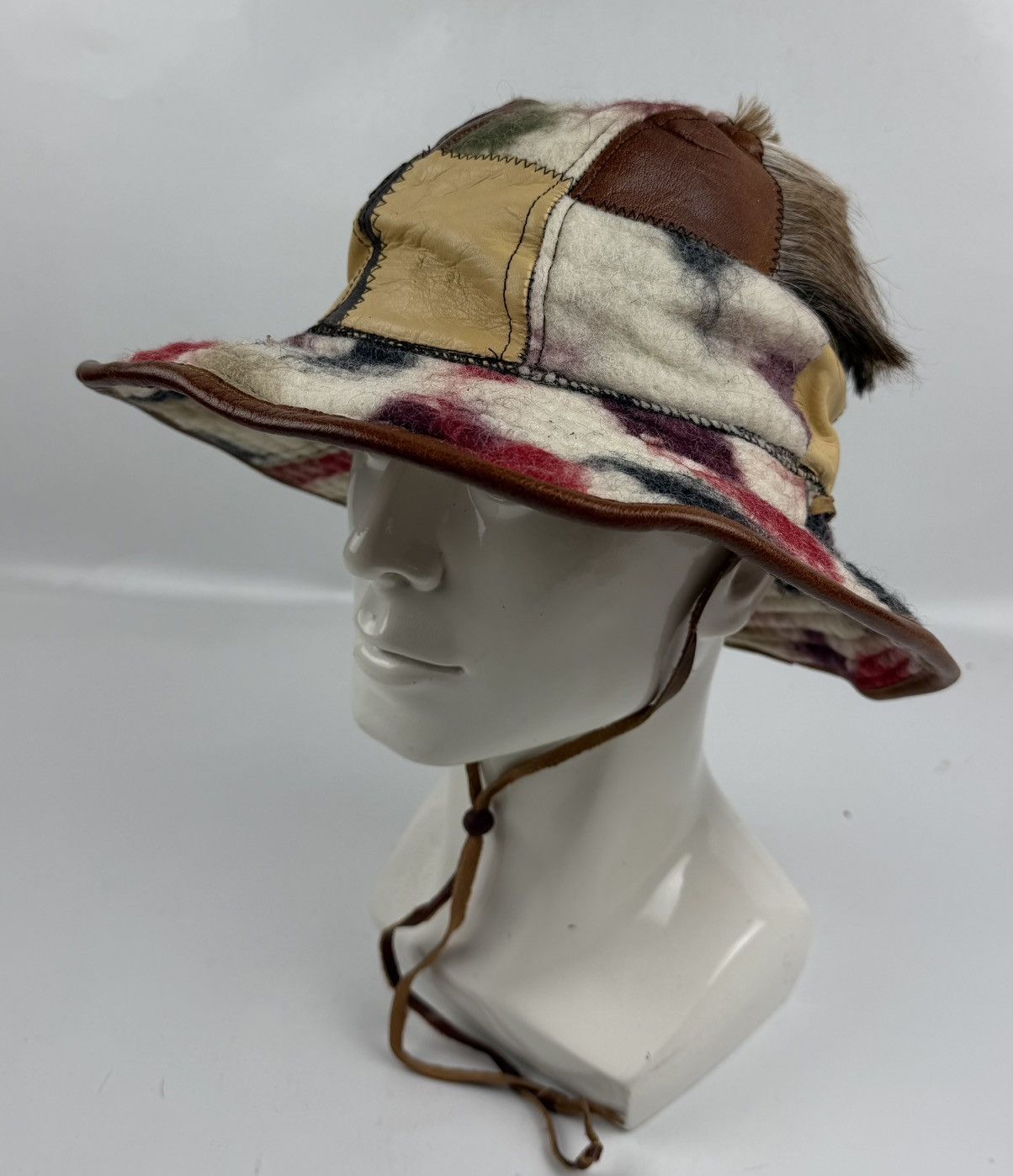 Japanese Brand very rare custom made leather patchwork hat tc52 Size ONE SIZE - 1 Thumbnail