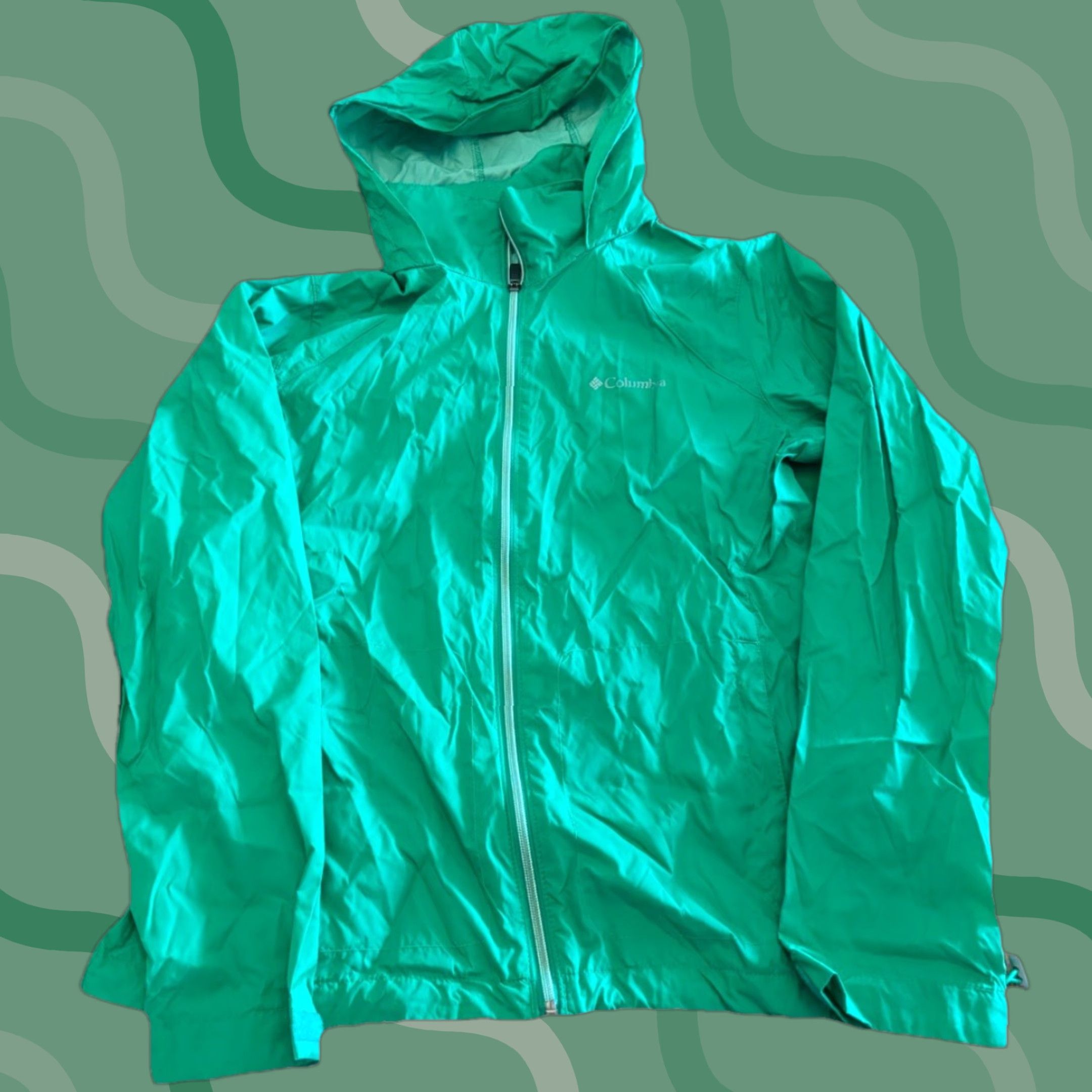 Vintage Columbia Jacket Womens L Full Zip Windbreaker Hooded Outdoor Green C5 Size L / US 10 / IT 46 - 1 Thumbnail