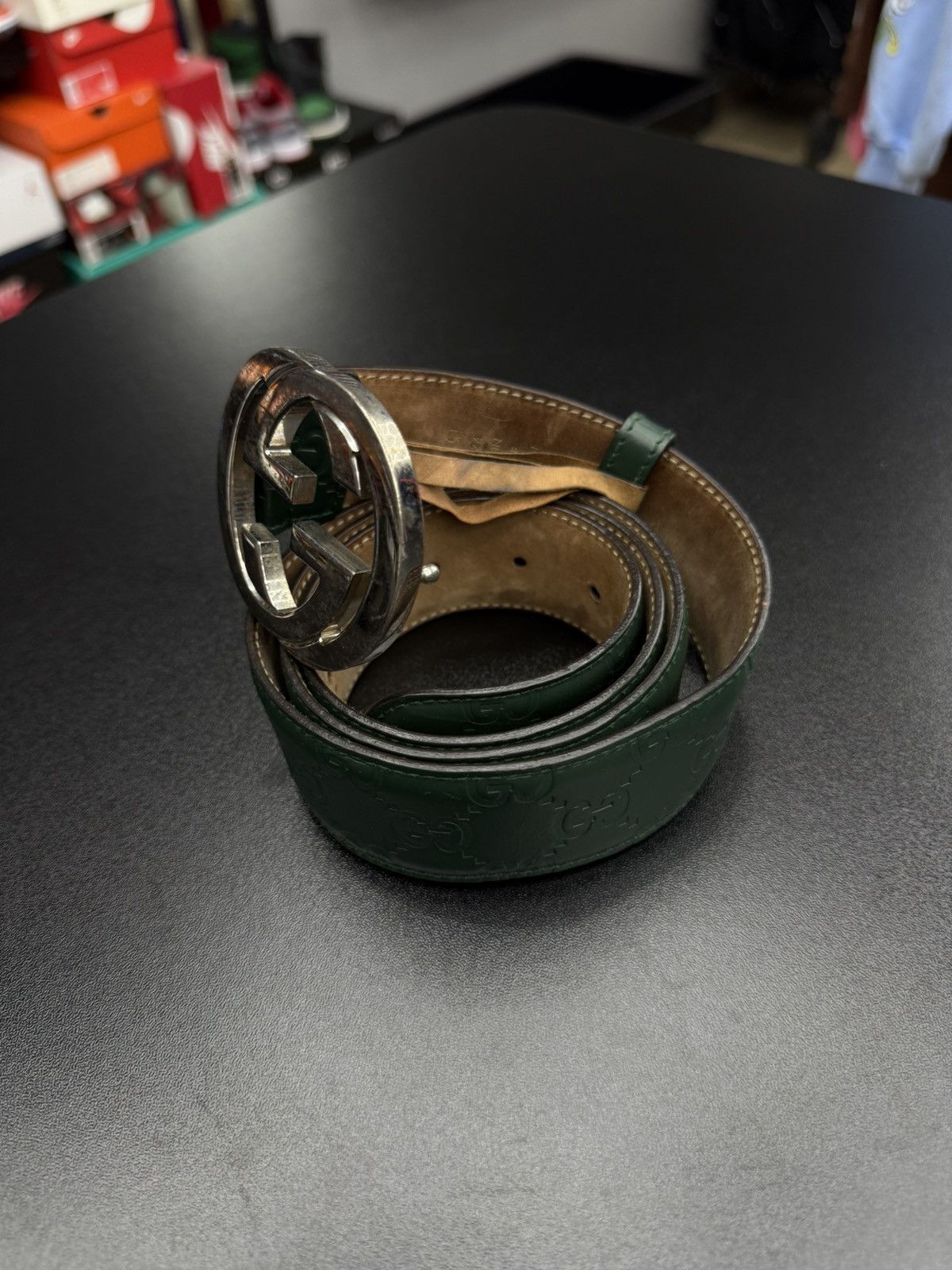 Gucci Gucci Green Monogram Belt Size 95/38 🧼 Size 38 - 4 Thumbnail
