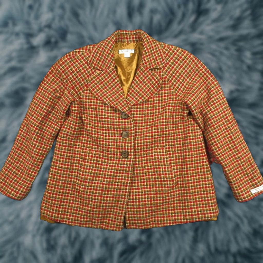 Pendleton VINTAGE Pendleton Wool Blazer Womens 12 Lined Three Button Front Red Brown Plaid Large Size XL / US 12-14 / IT 48-50 - 1 Thumbnail