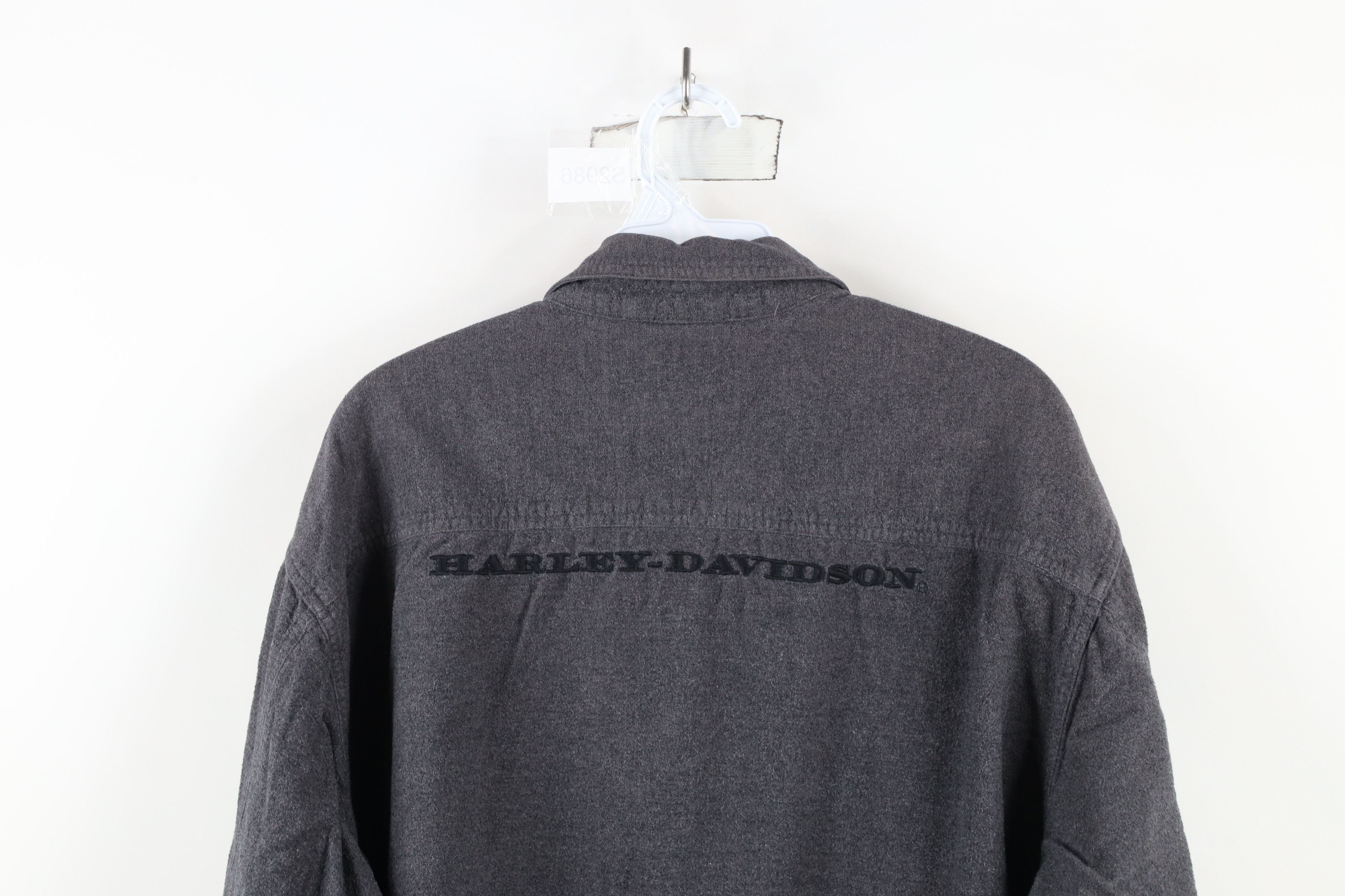 Harley Davidson × Vintage Vintage Harley Davidson Flannel Button Down Shirt Gray Size US XL / EU 56 / 4 - 14 Thumbnail