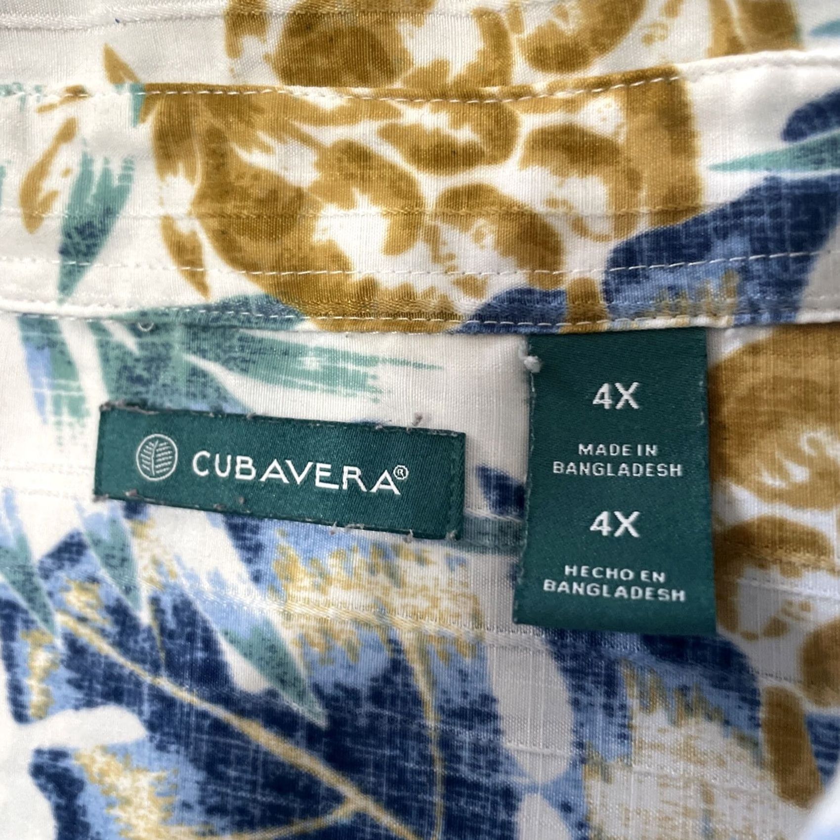 Cubavera VINTAGE Cubavera Shirt Men 4X Floral Hawaiian Aloha Button-Up Preppy Blue Cream XXXXL Shirt Mens Regular Short Sleeve Button-Up Casual Size US XXL / EU 58 / 5 - 6 Thumbnail