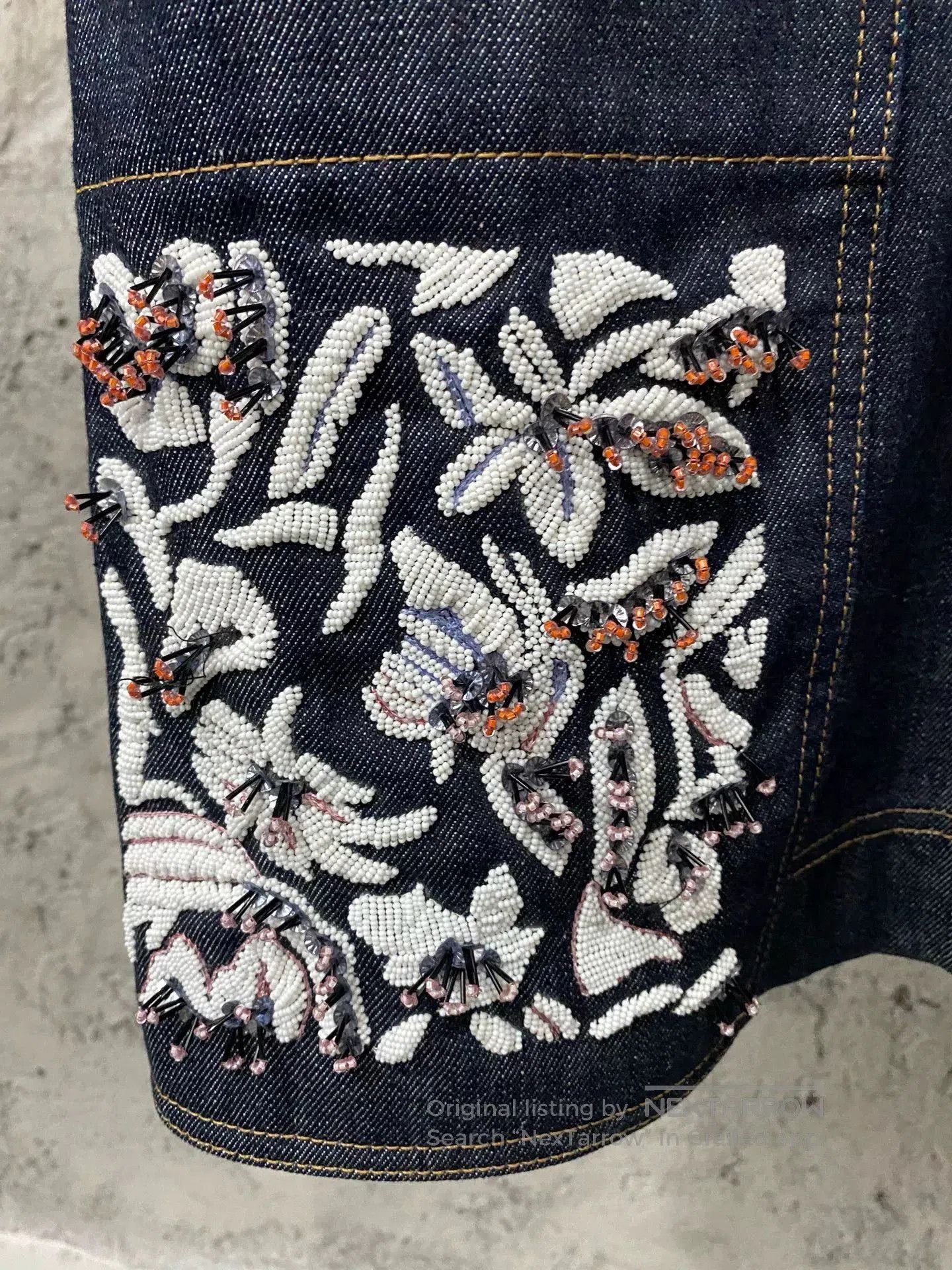 Dior dior denim dress with floral details. Size US 36 / EU 52 - 4 Thumbnail