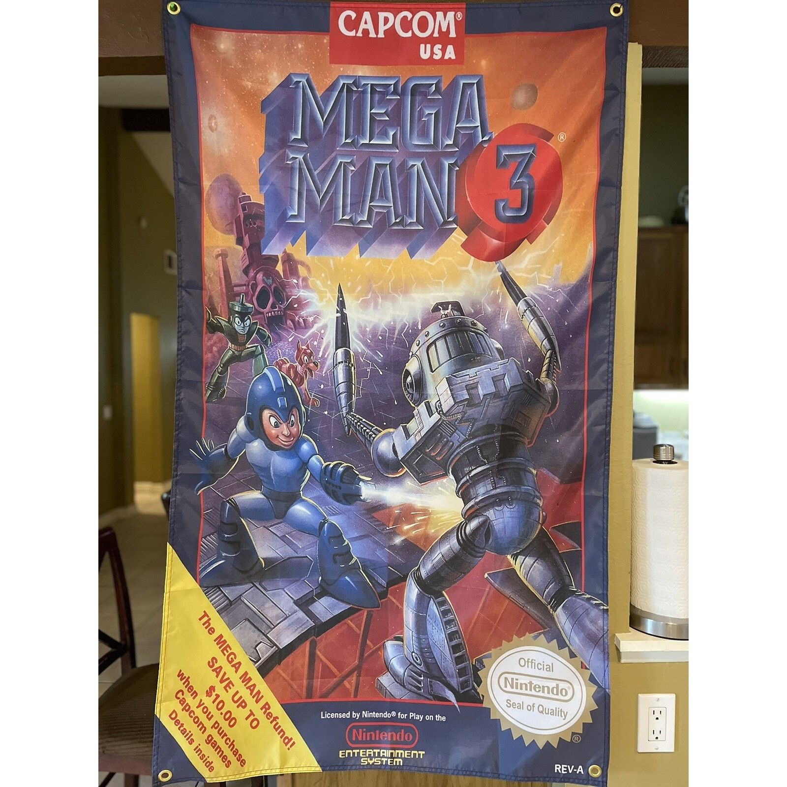 Nintendo Mega Man 3 5ft Flag Nintendo NES 1990 Banner Poster Capcom Size ONE SIZE - 1 Thumbnail