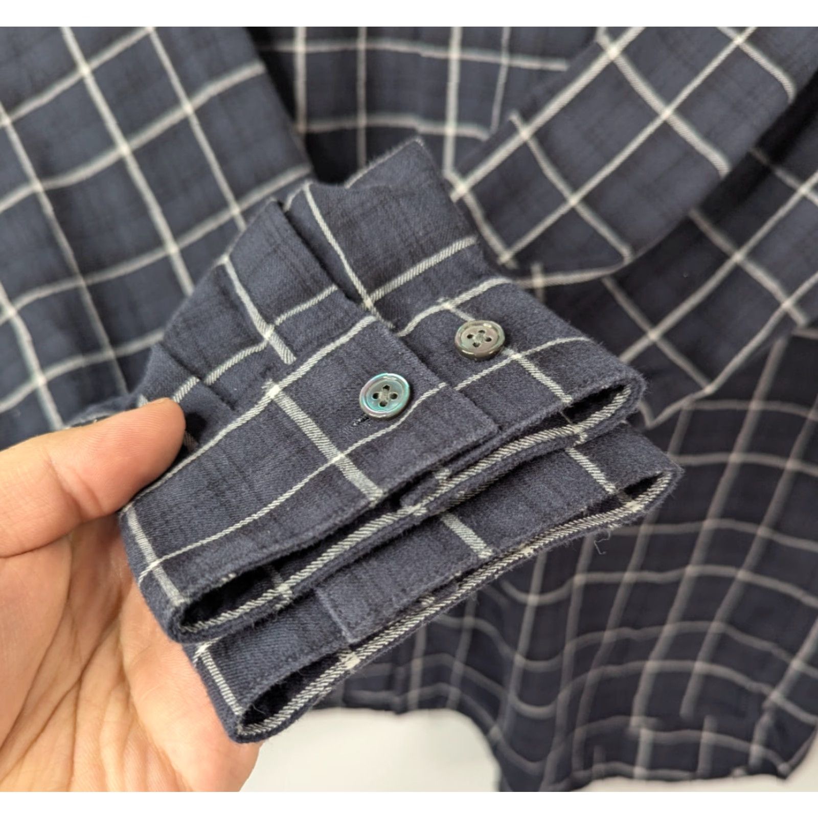 Theory Theory Button-Up Shirt Men Navy Plaid Lightweight Flannel Size L Size US L / EU 52-54 / 3 - 3 Thumbnail