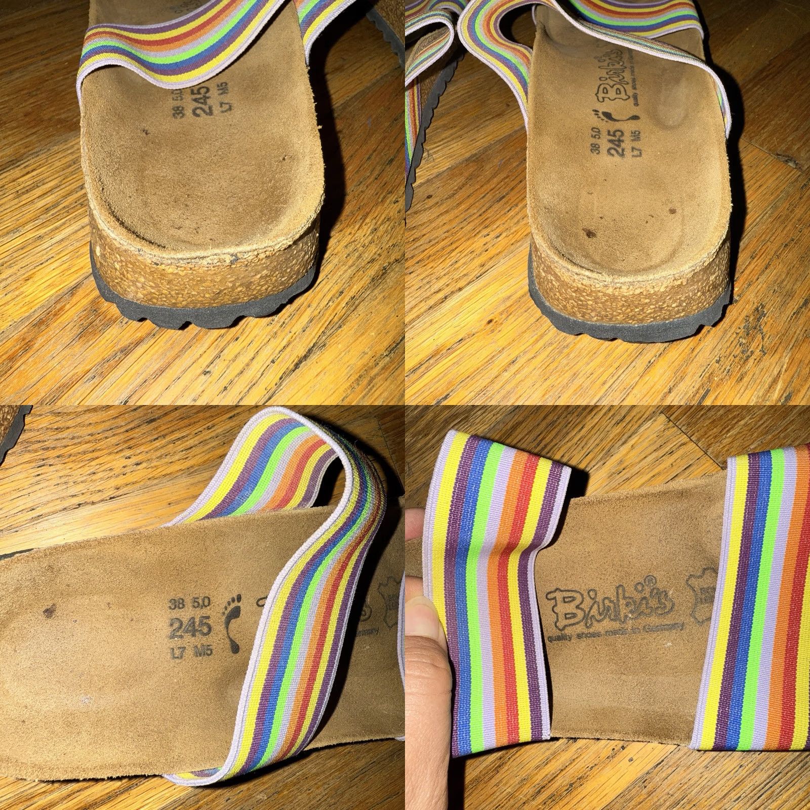 Birkenstock Birki’s Birkenstock Womens Sandal Curacao II Stretch Rainbow Slip On 7 Multicolor Striped Slip-On夏 Size US 7 / IT 37 - 8 Thumbnail