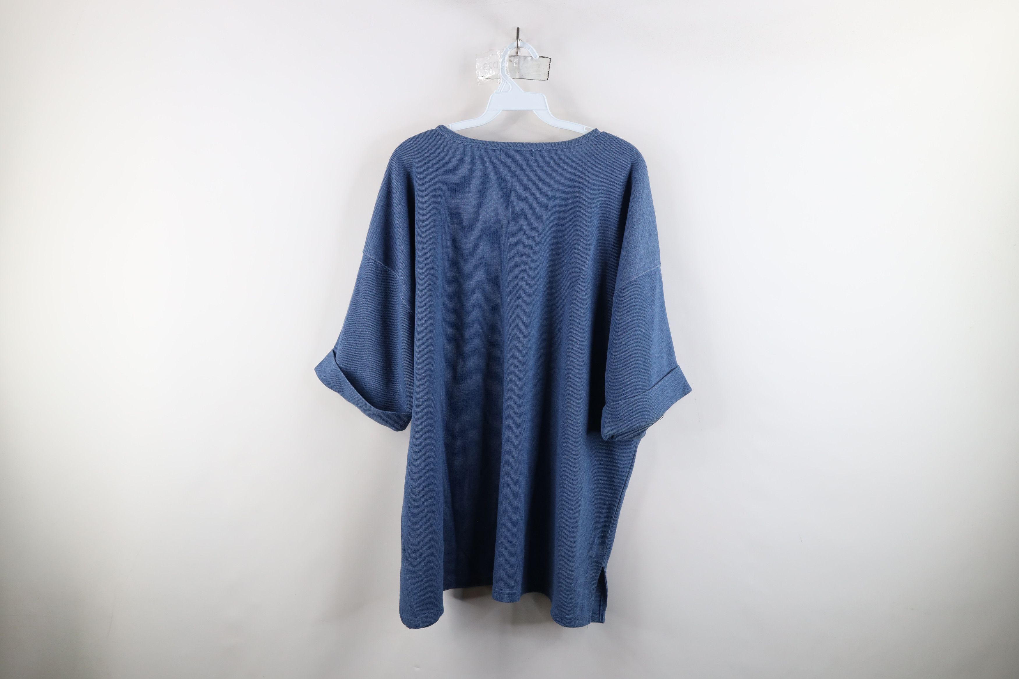 Express × Vintage Vintage 90s Express Baggy Thermal Ribbed Knit T-Shirt Blue Size L / US 10 / IT 46 - 11 Thumbnail