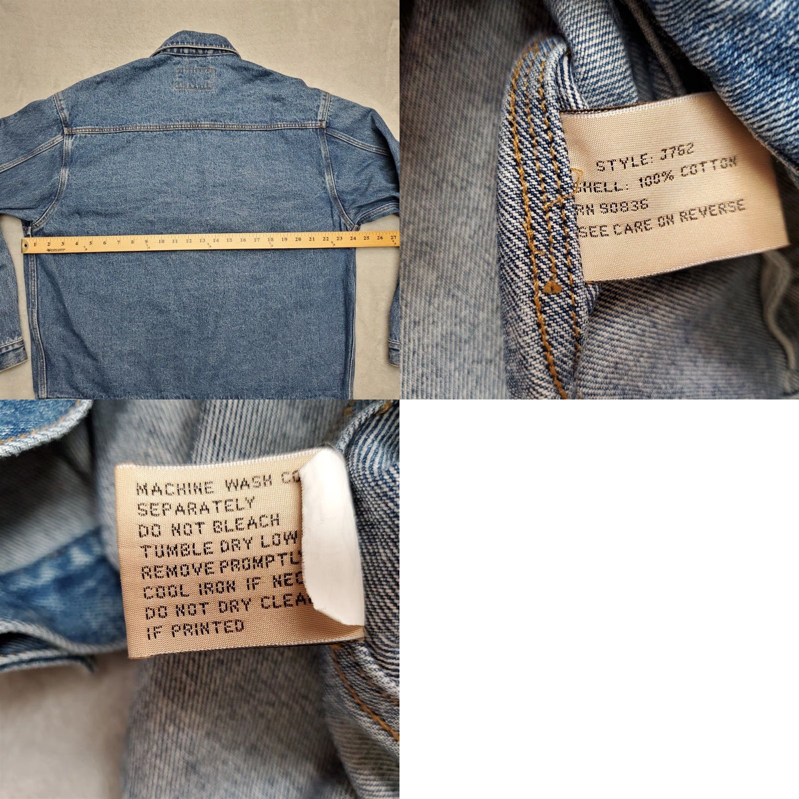 Port Authority VINTAGE Tractor Club Jacket Mens Large Blue Jean Denim Trucker two cylinder Size US 33 - 8 Thumbnail