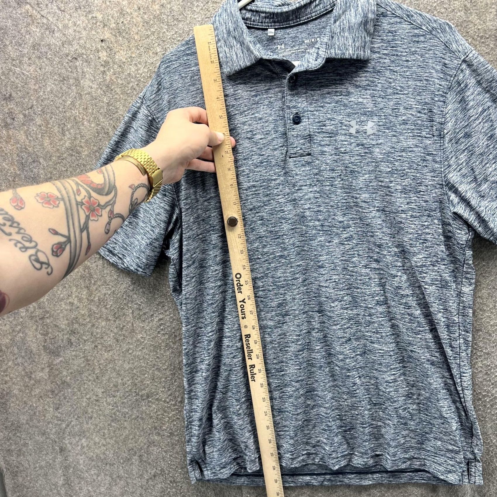Under Armour Under Armour Polo Shirt Mens Medium Blue Heather HeatGear Loose Fit Golf Shirt Size US M / EU 48-50 / 2 - 6 Thumbnail
