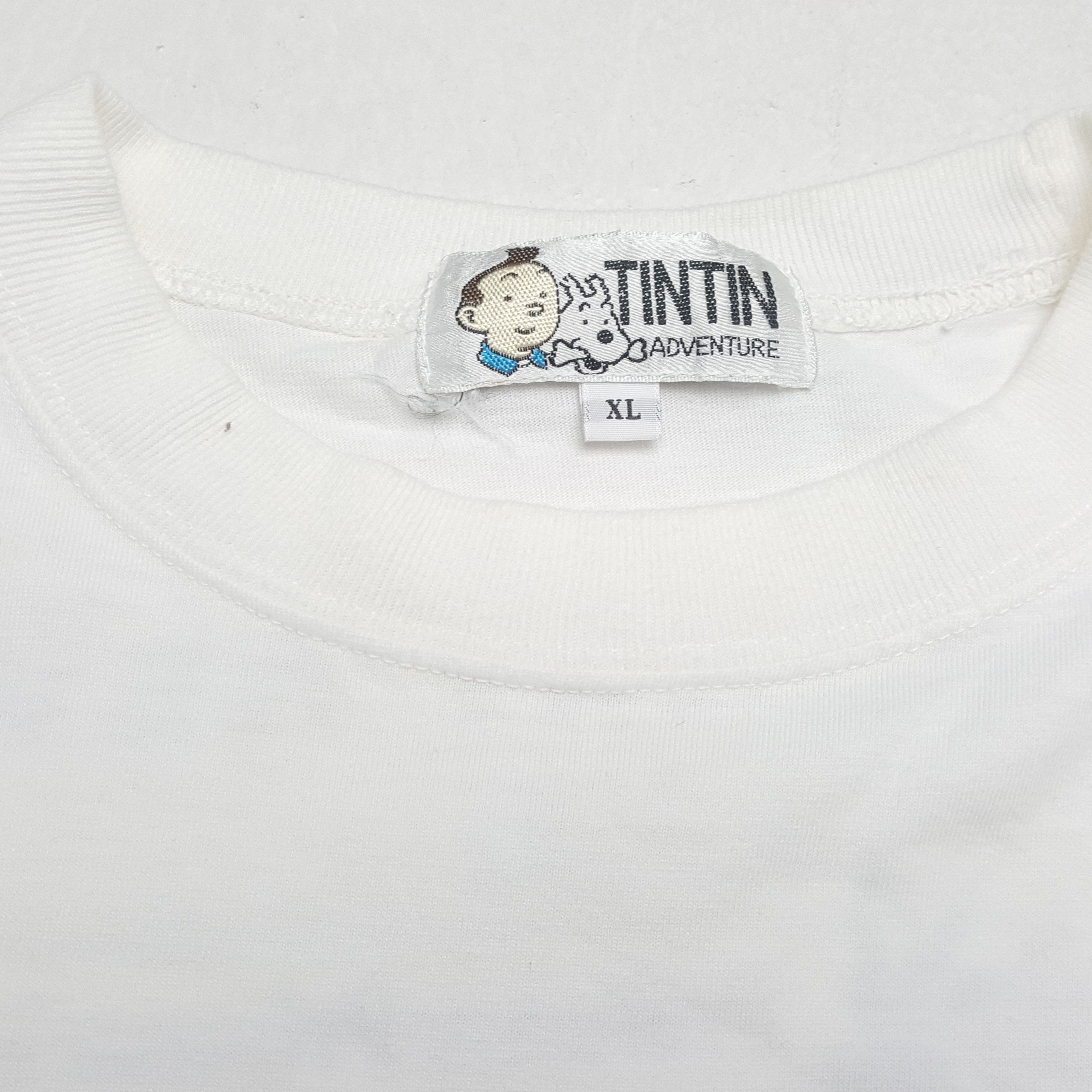 Vintage THE Adventures Of Tintin BLUE LOTUS Cartoon Tshirt Size US L / EU 52-54 / 3 - 7 Thumbnail