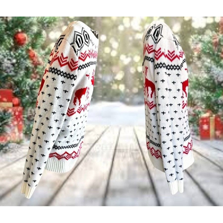 Other v28 Ugly Christmas Reindeer Sweater Unisex Large Winter Merr Size US L / EU 52-54 / 3 - 6 Thumbnail