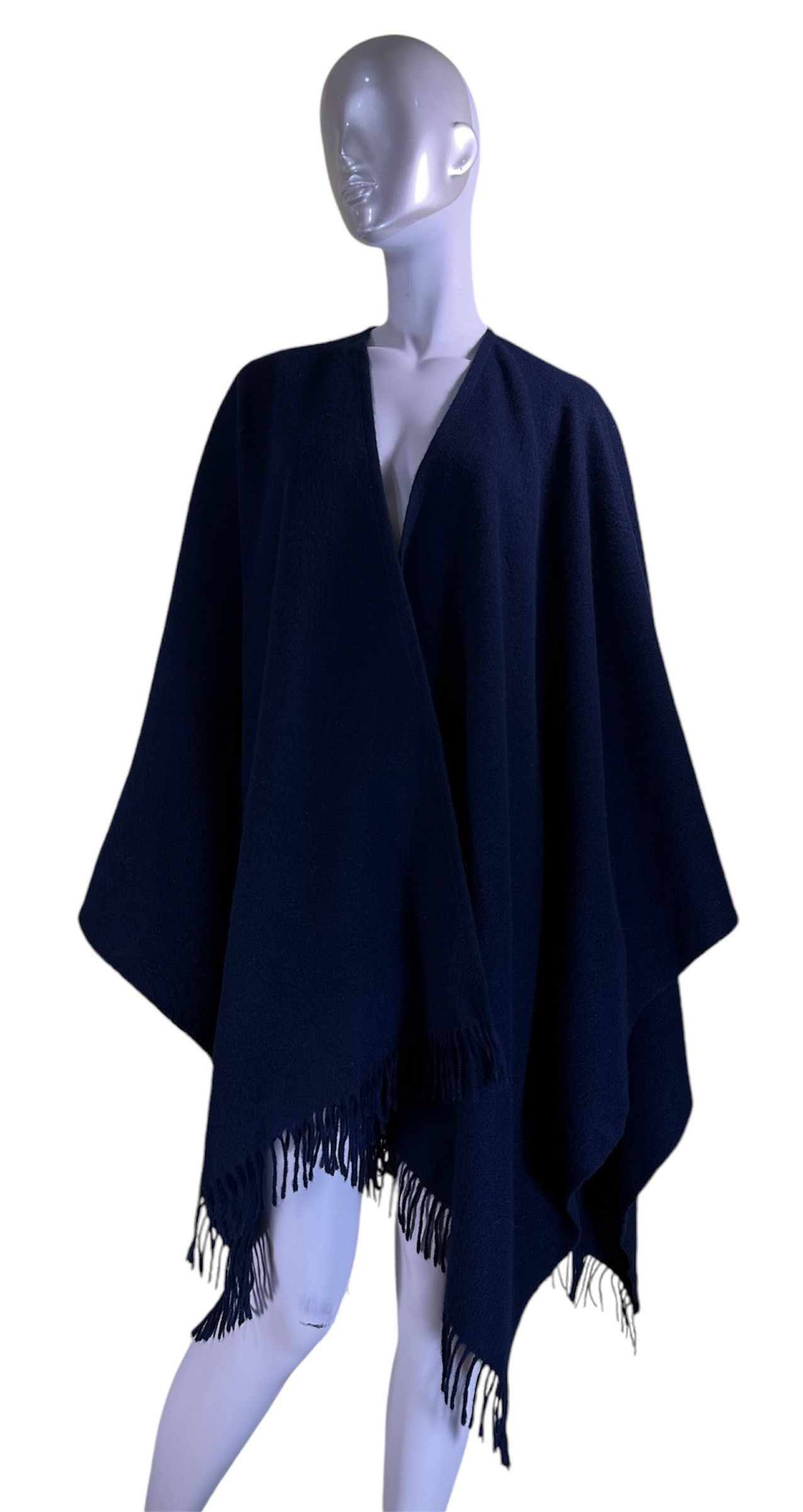 Johnstons Of Elgin Lambswool Navy Blue Cape Poncho Size ONE SIZE - 1 Thumbnail