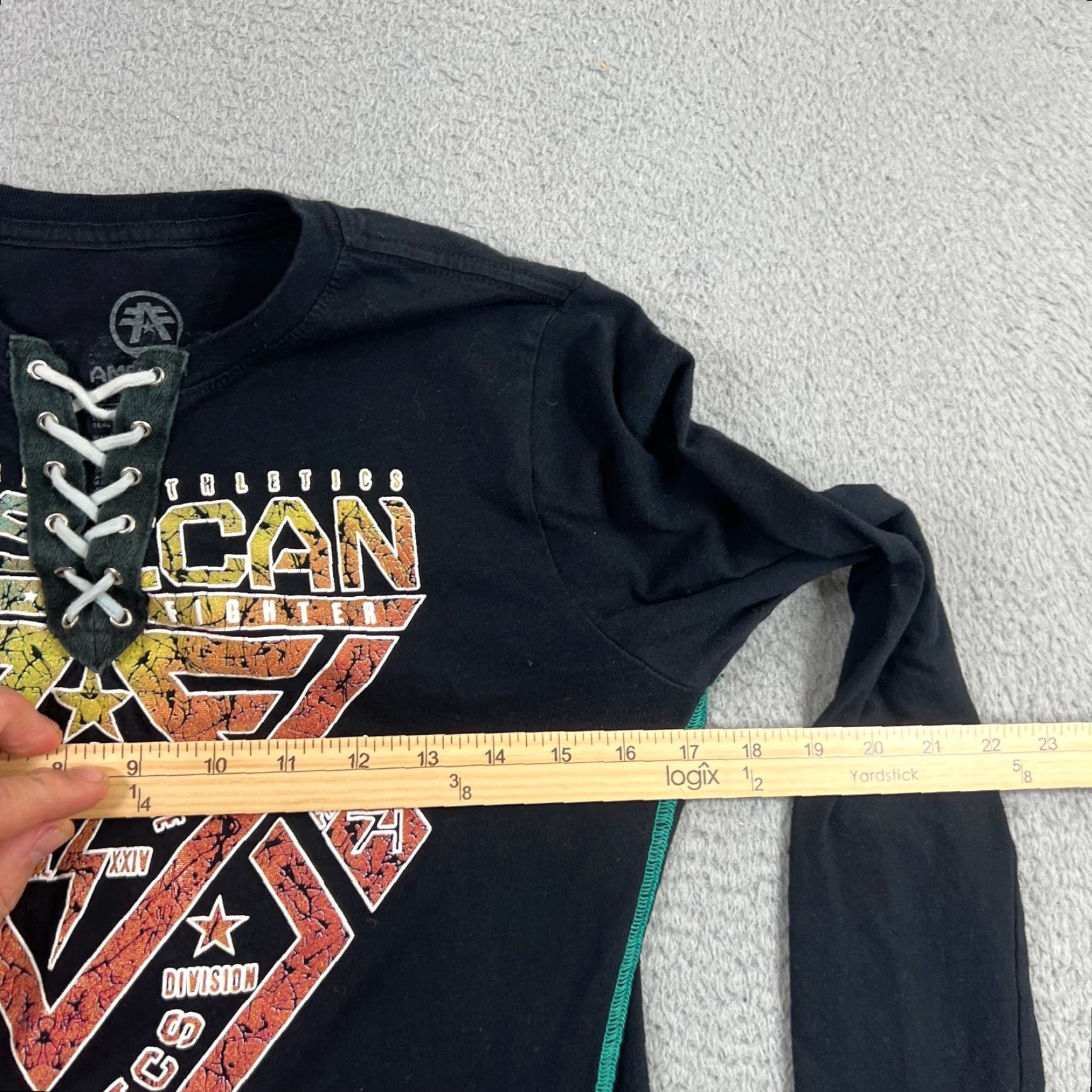 Vintage VINTAGE American Fighter Shirt Womens M Long Sleeve Lace Up Tee T-Shirt Top Black 80s 90s USA Military Casual Mens Womens Size M / US 6-8 / IT 42-44 - 6 Thumbnail