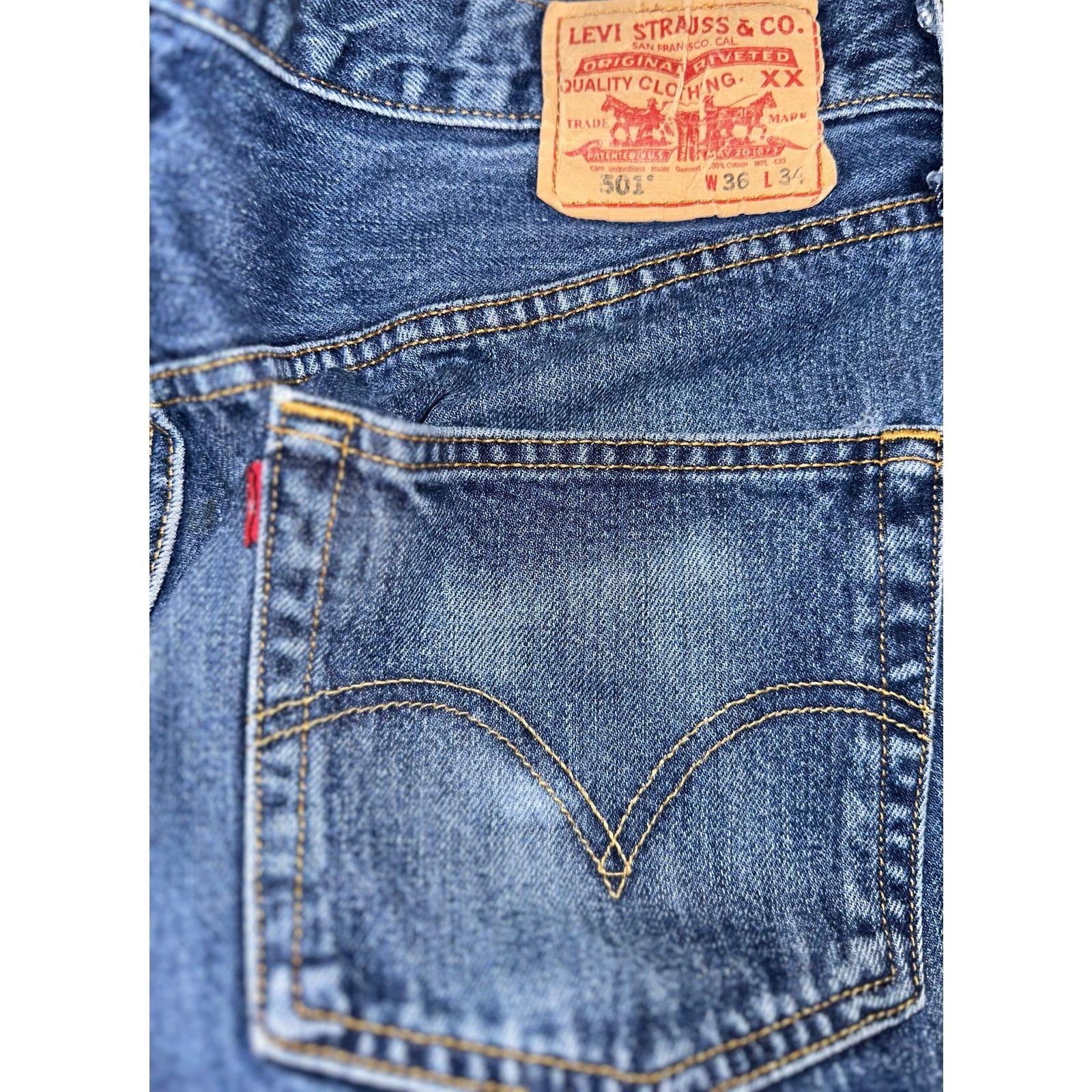 Levi's 501 Jeans W36 L34 Vintage Button Fly Blue Denim