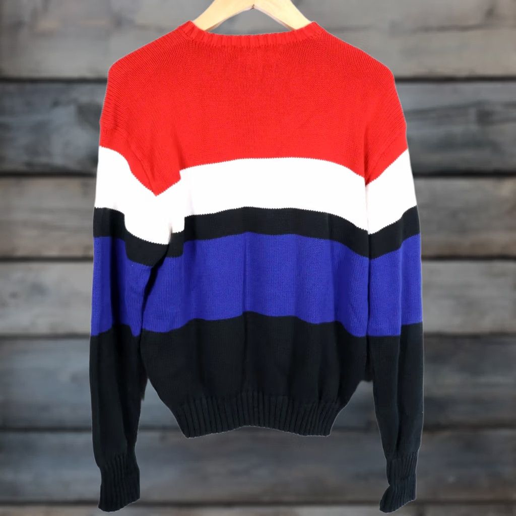 Polo Ralph Lauren VINTAGE Polo Ralph Lauren Sweater Shirt Mens Large Black Red Blue Stripe 100% Cotton Knit Size US L / EU 52-54 / 3 - 1 Thumbnail