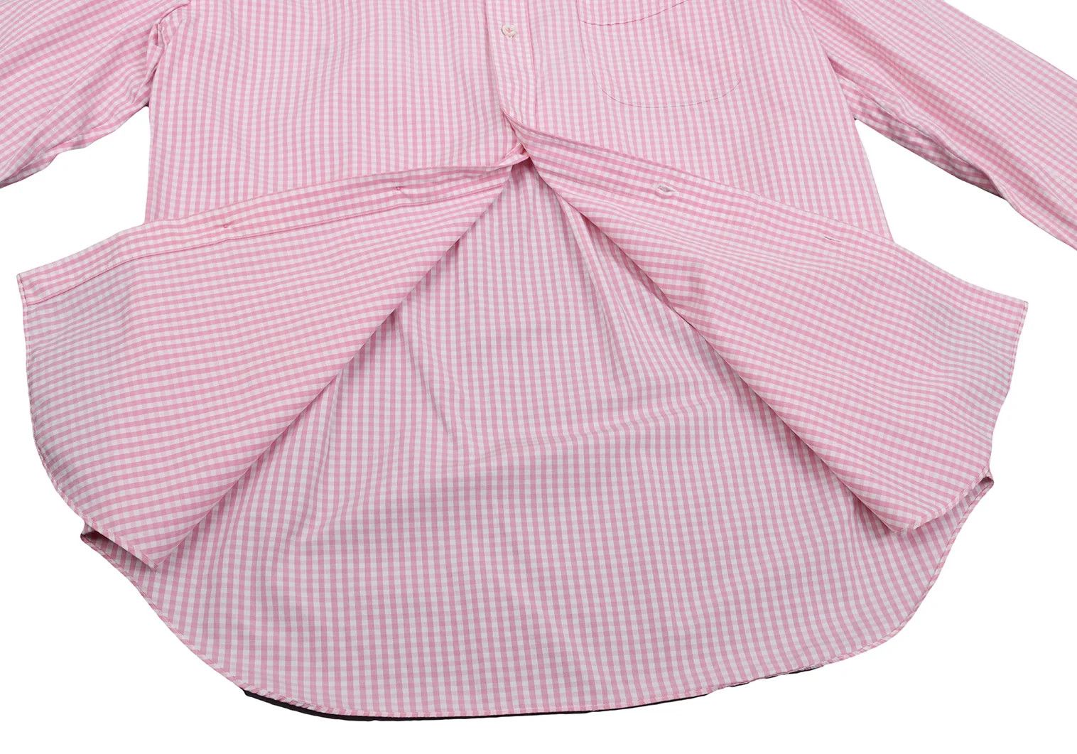 Junya Watanabe Pink and White Check Round Collar Long Sleeve Shirt Size US S / EU 44-46 / 1 - 13 Thumbnail