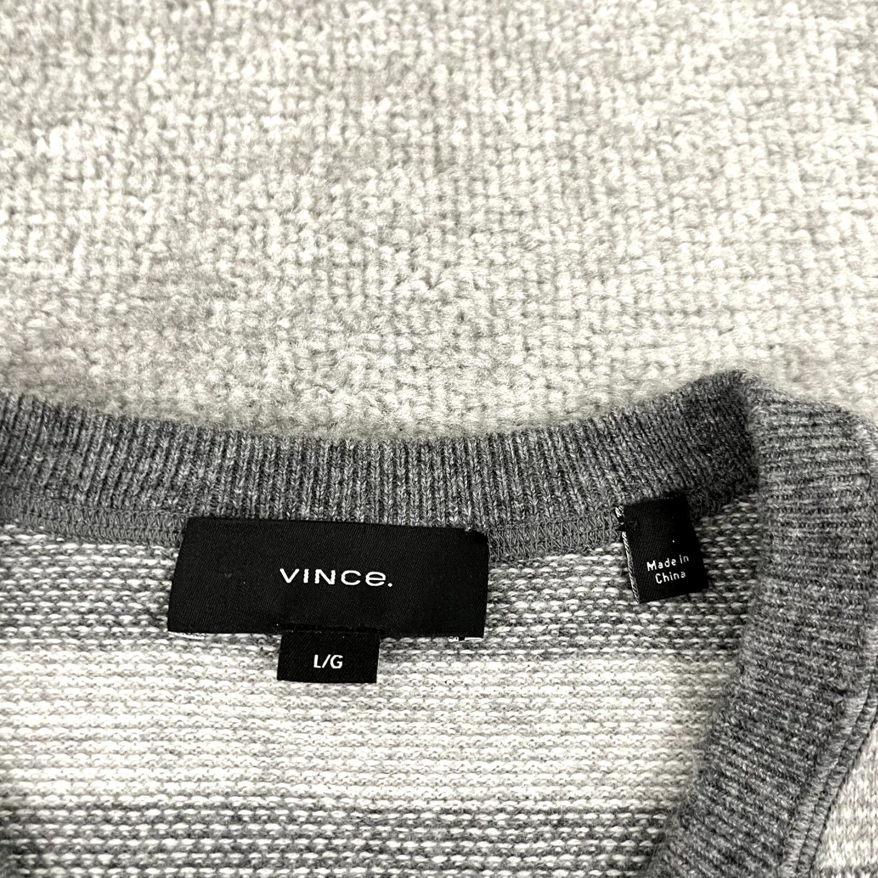 Vince Vince Sweater Shirt Mens L Gray Striped Crew Neck Wool Cashmere Knit Pullover Classic Designer Size US L / EU 52-54 / 3 - 2 Thumbnail