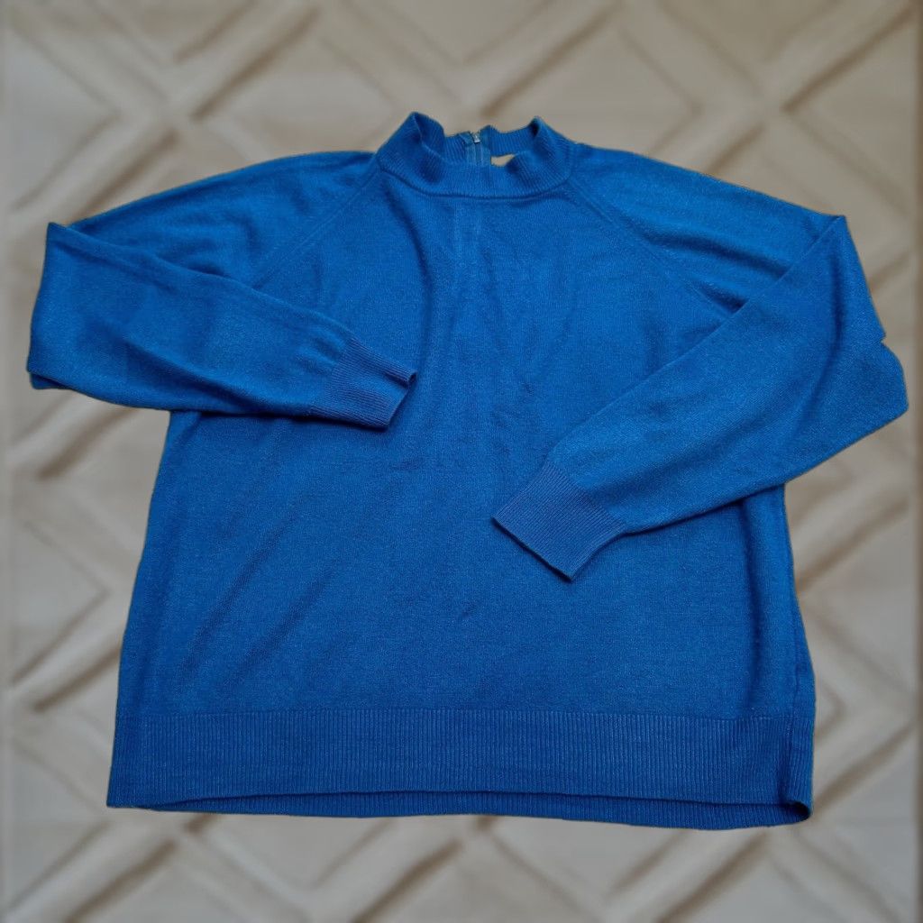 Vintage VINTAGE Designers Originals Pullover Sweater Women Large Blue Mock Neck Raglan Knit Sweater Modern Classic Style Mens Womens? Size L / US 10 / IT 46 - 1 Thumbnail