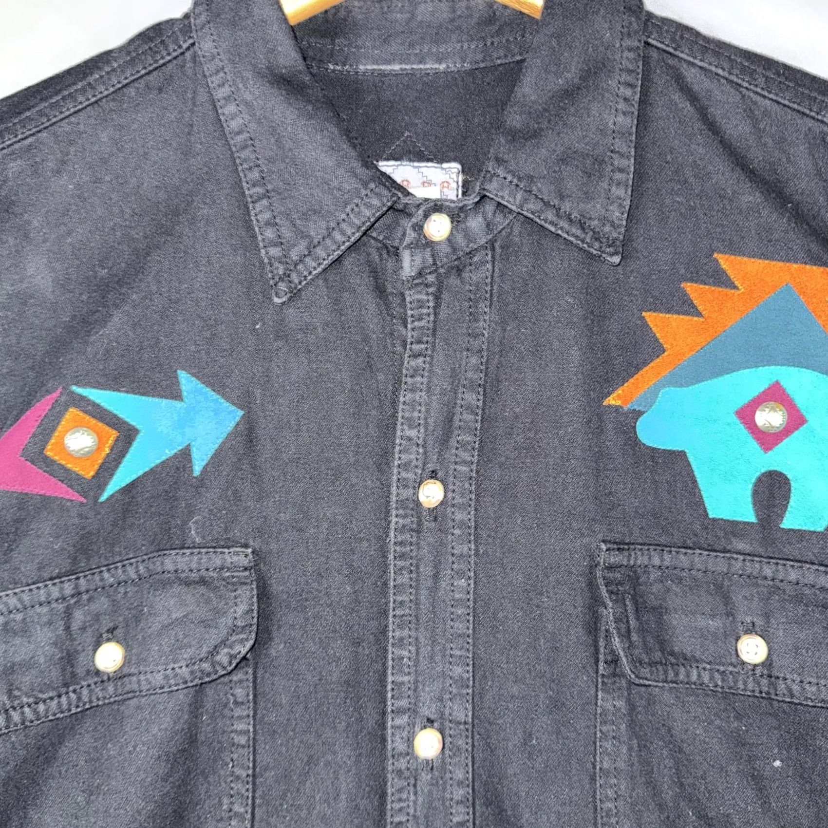 Vintage Sundance Shirt Mens XL Black Denim Southwest Embroidered Long Sleeve Button Up Size US XL / EU 56 / 4 - 6 Thumbnail