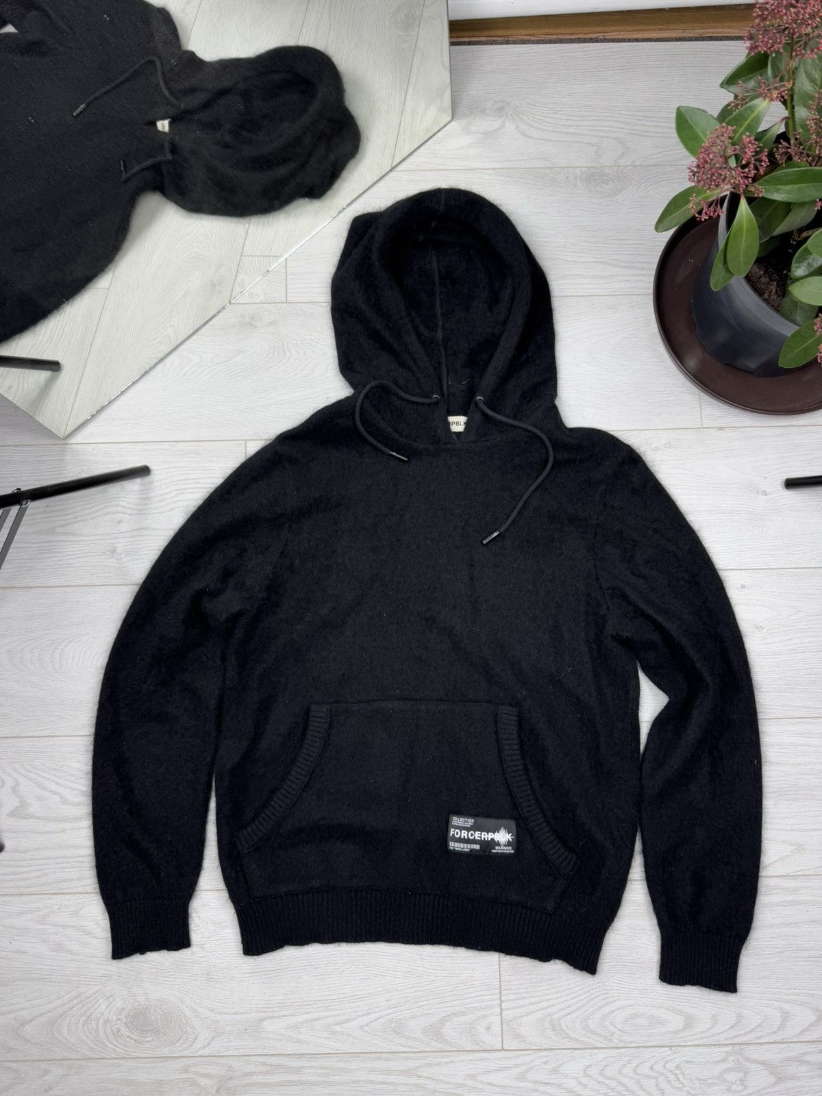 Japanese Brand Forcerepublik Black Wool Hoodie Oversized Size US XXL / EU 58 / 5 - 5 Thumbnail