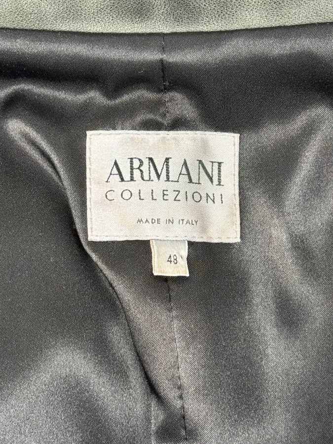 Armani Collezioni 2000s Armani Collezioni Grey Geommetrical Biker Leather Jacket Size XS / US 0-2 / IT 36-38 - 9 Thumbnail