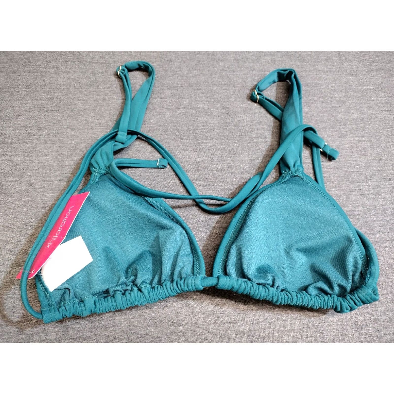 Vintage Xhilaration Women's Triangle Bikini Top XL Green Padded Spaghetti Strap Swim Top Size XL / US 12-14 / IT 48-50 - 2 Thumbnail