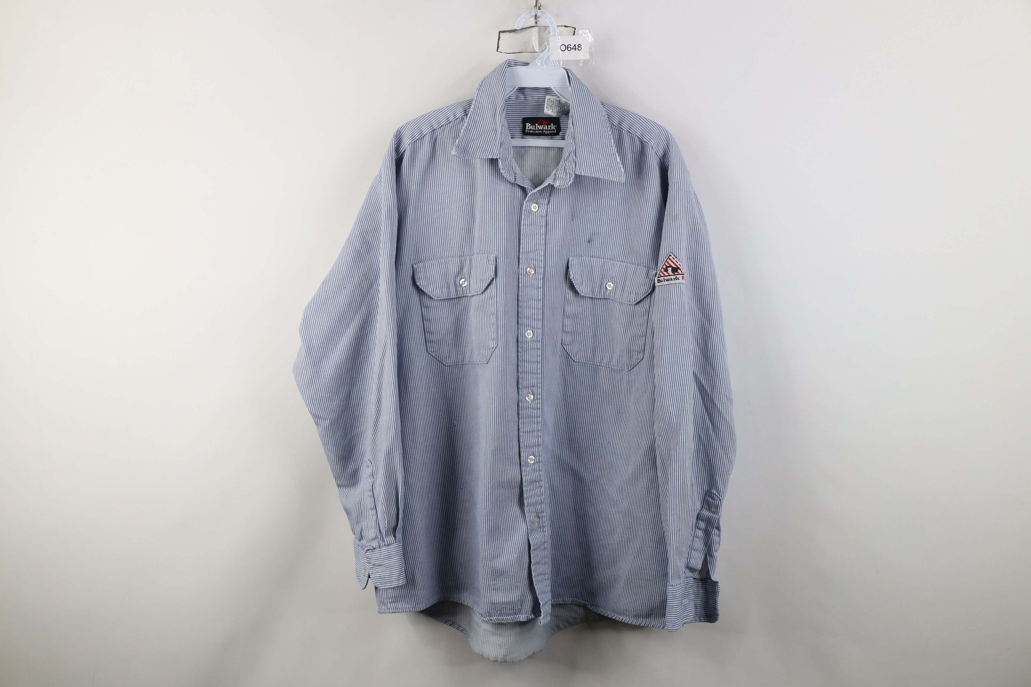 Vintage Bulwark FR Resistant Hickory Striped Button Shirt Workwear Size US L / EU 52-54 / 3 - 1 Thumbnail