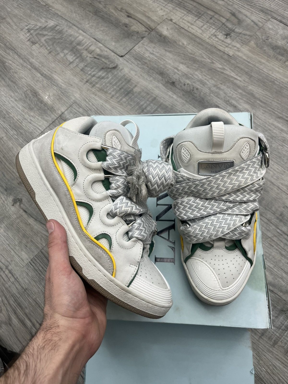 Lanvin Lanvin Curb Sneaker White Green Yellow Size US 10 / EU 43 - 3 Thumbnail
