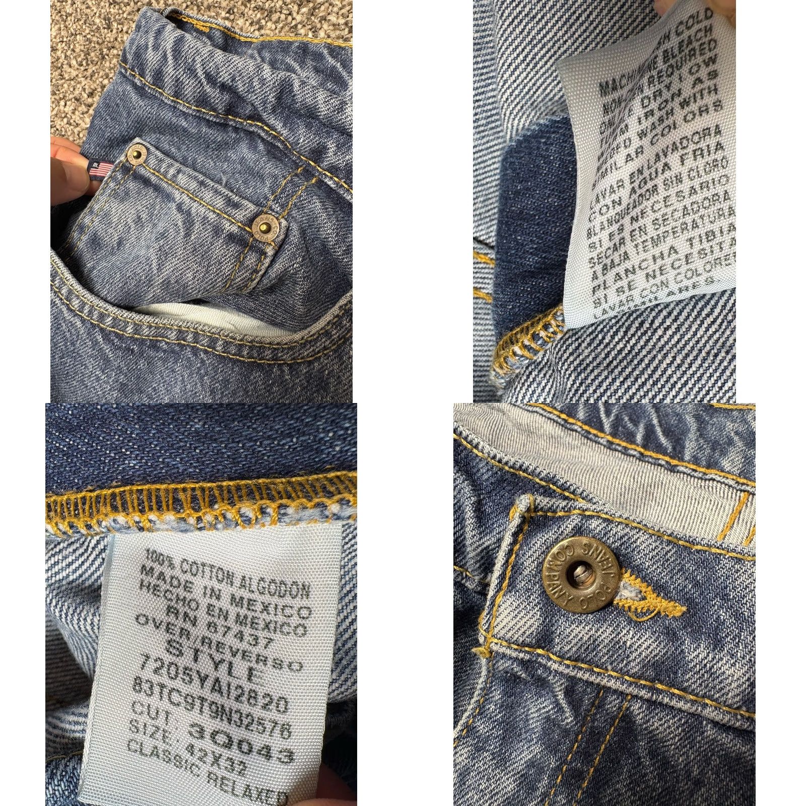 Polo Ralph Lauren VINTAGE Polo Ralph Lauren Jeans Mens 40x32 RL Relaxed Fit 90s Blue Denim Leather Back Patch 5-Pocket Straight Mid Rise 32 Inseam Men's Jeans Size US L / EU 52-54 / 3 - 8 Thumbnail