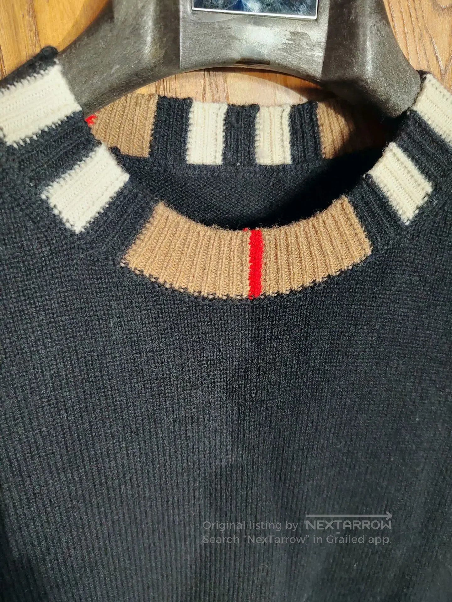 Burberry Burberry Black Knit Sweater with Check Details. Size US M / EU 48-50 / 2 - 5 Thumbnail