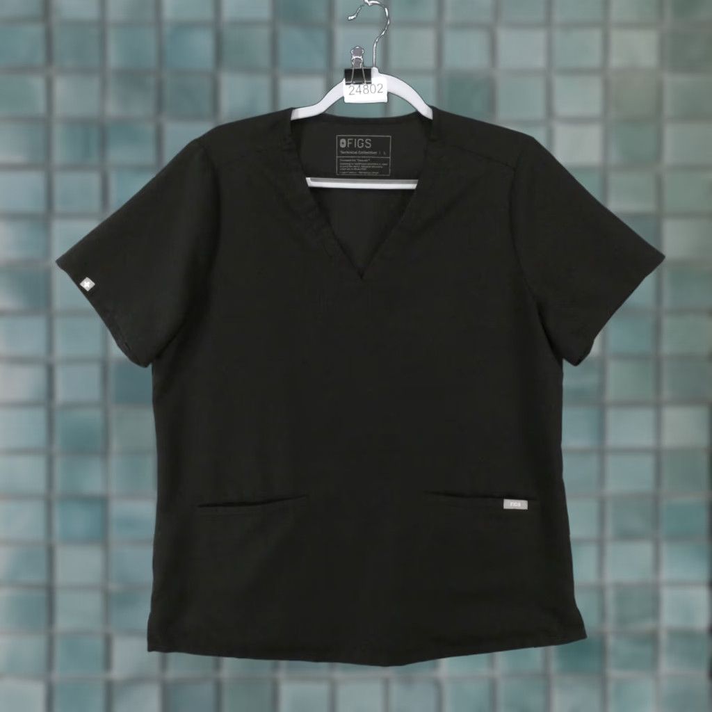 Vintage FIGS Scrub Top Womens Large Technical Collection Black w Pockets XS? Size L / US 10 / IT 46 - 1 Thumbnail