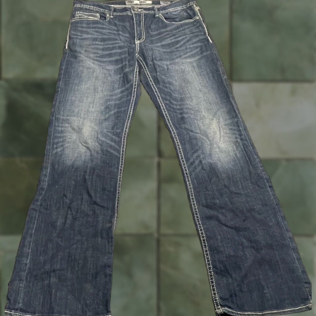 BKE BKE Jake Jeans Mens 34x31 Blue Medium Wash Straight Leg Shoes? Size US 33 - 1 Thumbnail