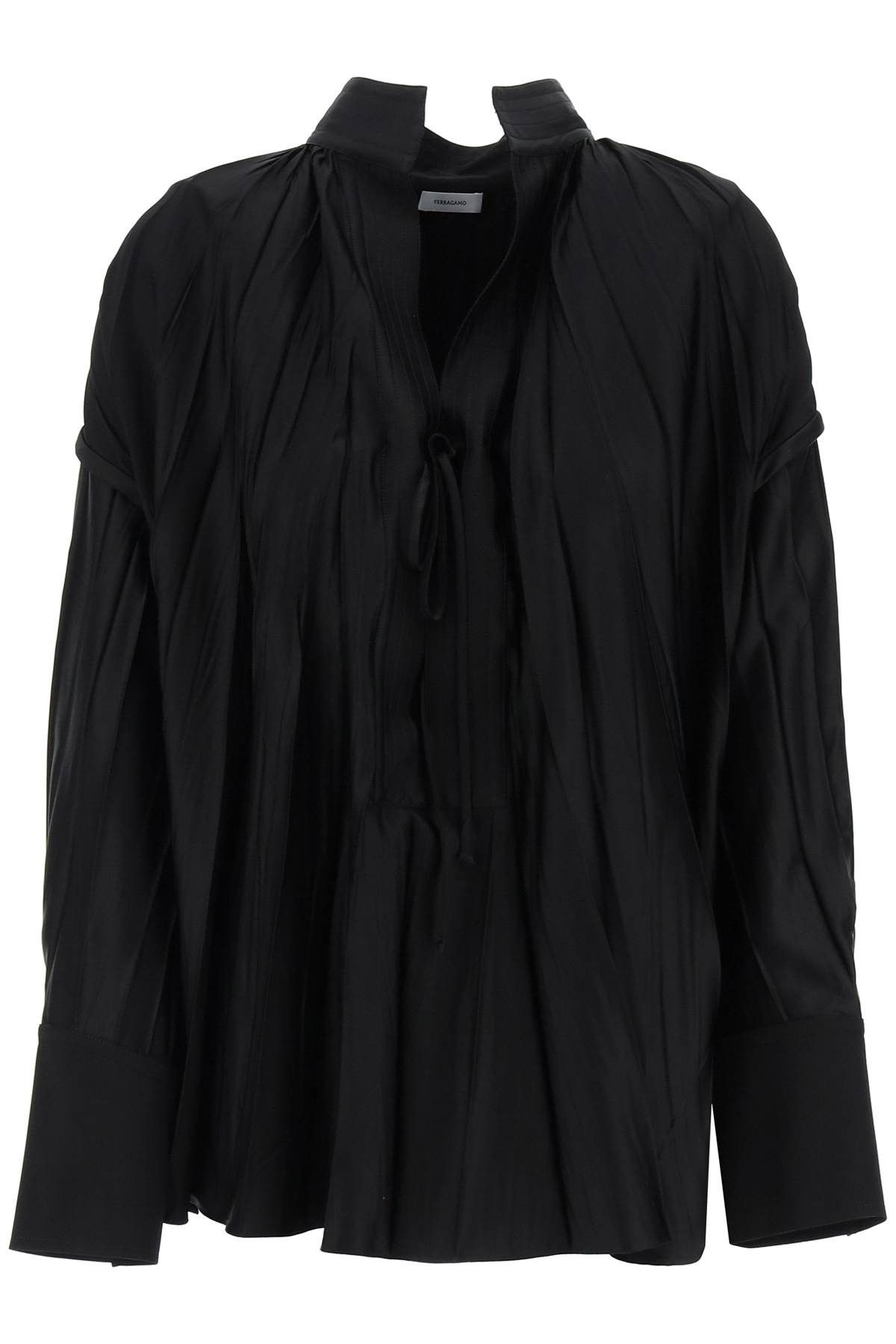 Image of Salvatore Ferragamo Ferragamo Caftan-Style Blouse in Nero, Women's (Size Small)