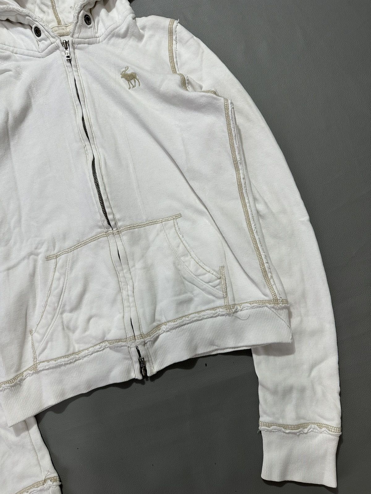 Abercrombie & Fitch 90s DISTRESSED OUTER SEAM ABERCROMBIE ZIP HOODIE LGB STYLE Size S / US 4 / IT 40 - 6 Thumbnail
