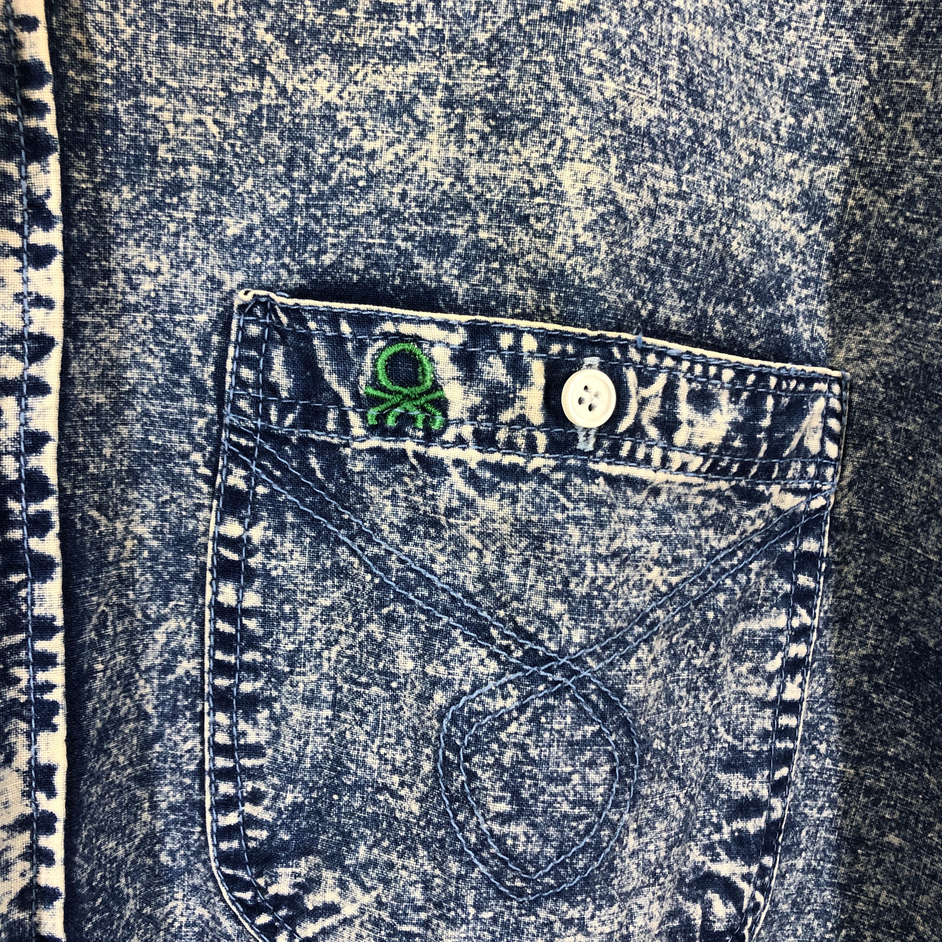 Benetton Vintage BENETTON Washed Shirt Embroidery Logo #0921/AH Size US L / EU 52-54 / 3 - 4 Thumbnail